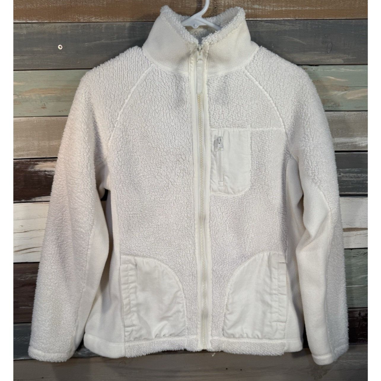 Faded Glory Faded-Glory Women's White Fleece Zipper Sweater Jacket Size Size M / US 6-8 / IT 42-44 - 9 Thumbnail