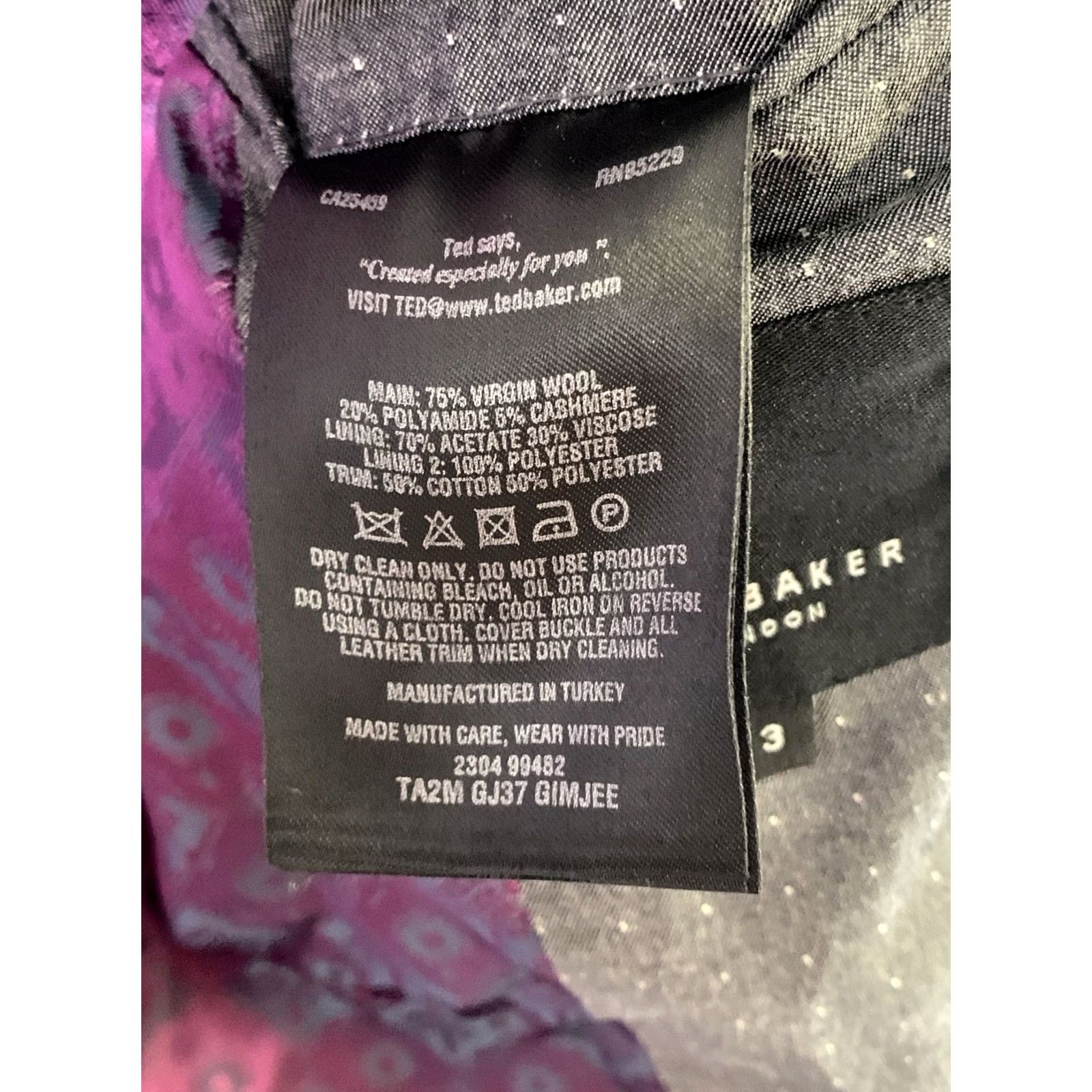 Ted Baker VINTAGE Ted Baker Double Breasted Coat Woman Sz 3 Black W/Purple Deer Lining Wool Blend Size XS / US 0-2 / IT 36-38 - 5 Thumbnail