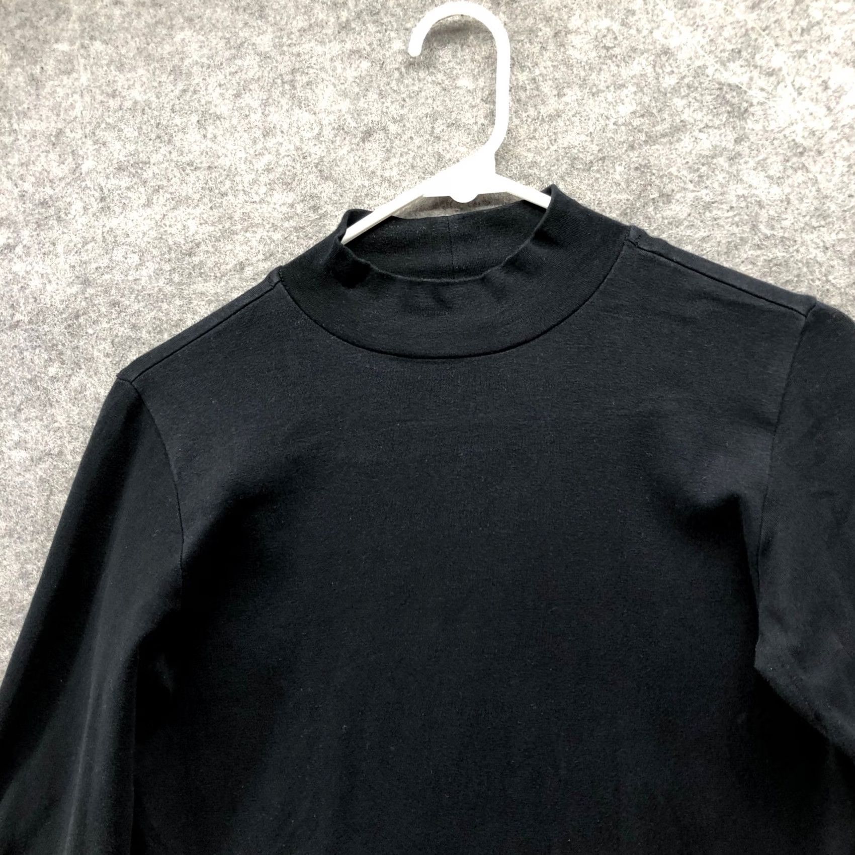 Muji Muji Mock Neck Long Sleeve T-Shirt Womens M Black Stretch Cotton Blend Size M / US 6-8 / IT 42-44 - 3 Thumbnail