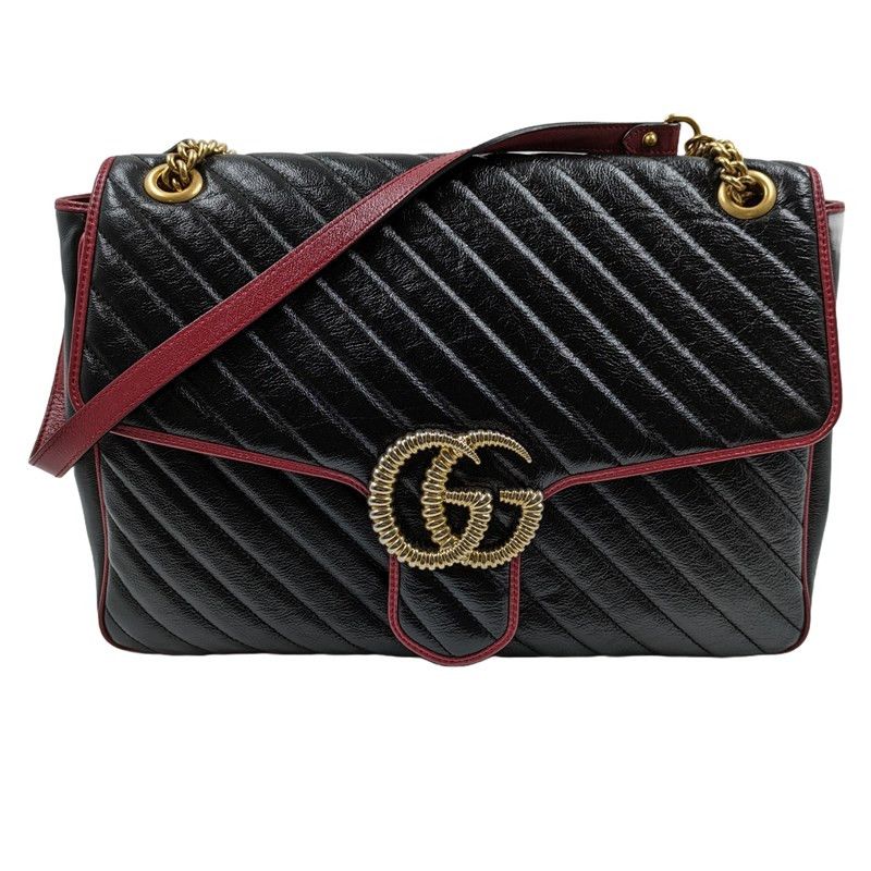 Gucci GG Marmont Quilted Chain Shoulder Bag Black/Red - Main Image
