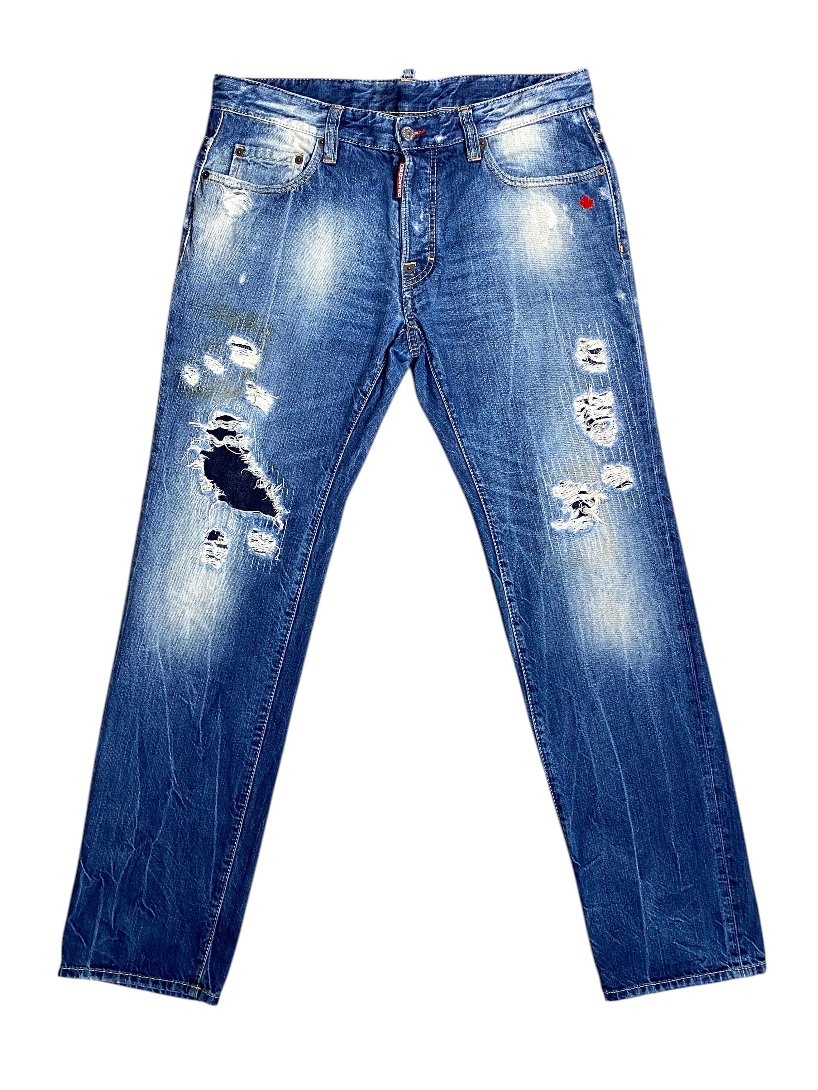 Dsquared2 Dsquared2 Distressed Washed Oil Stained Slim Jeans Vintage Size US 32 / EU 48 - 1 Thumbnail