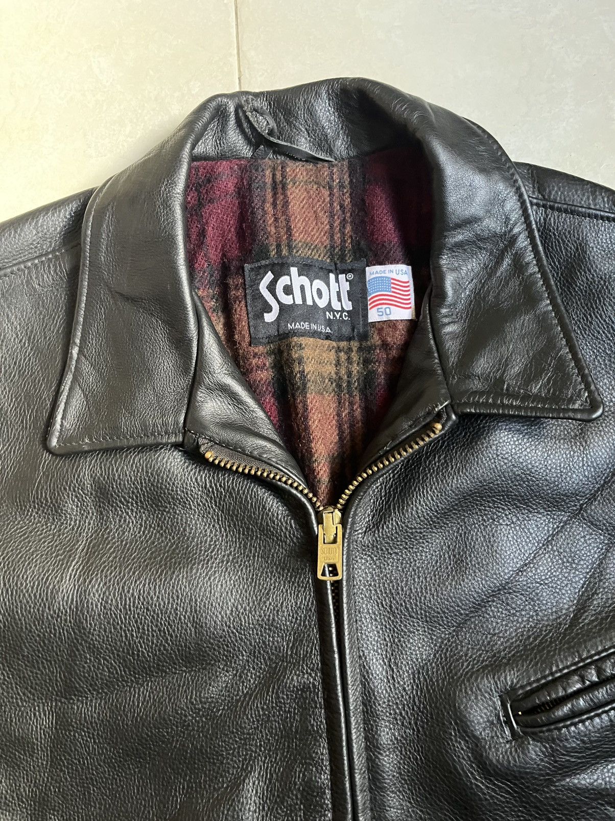 Schott Schott bomber jacket single rider leather jacket sz50, Y2k Size US M / EU 48-50 / 2 - 4 Thumbnail