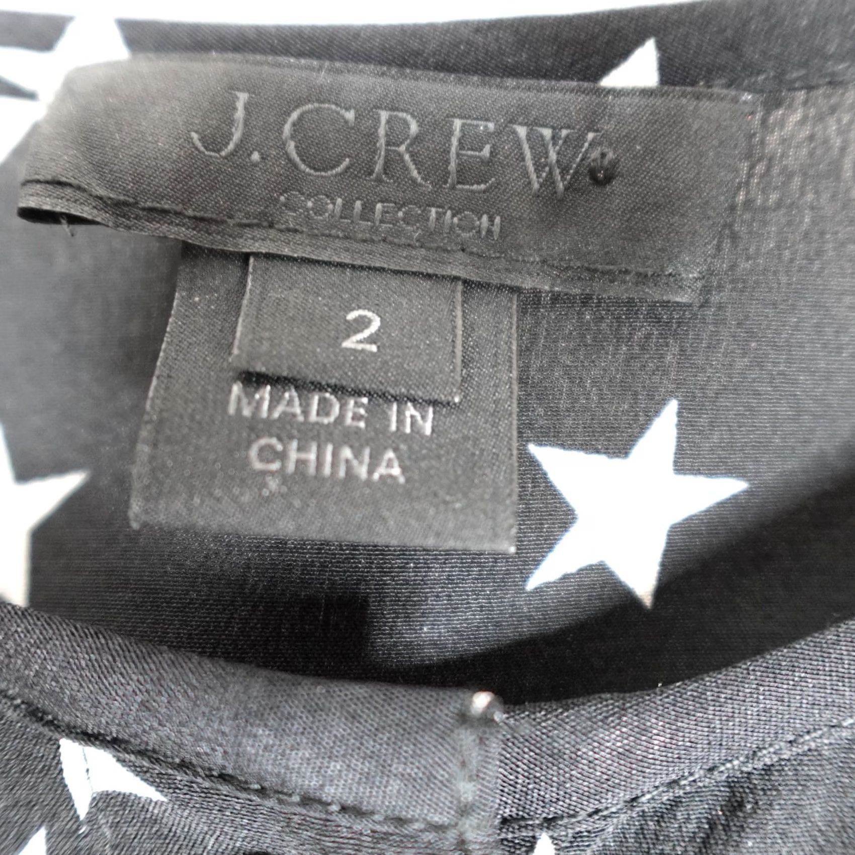 J.Crew J.CREW Womens Dress Black White Stars 100% Silk Size 2 Size XS / US 0-2 / IT 36-38 - 3 Thumbnail