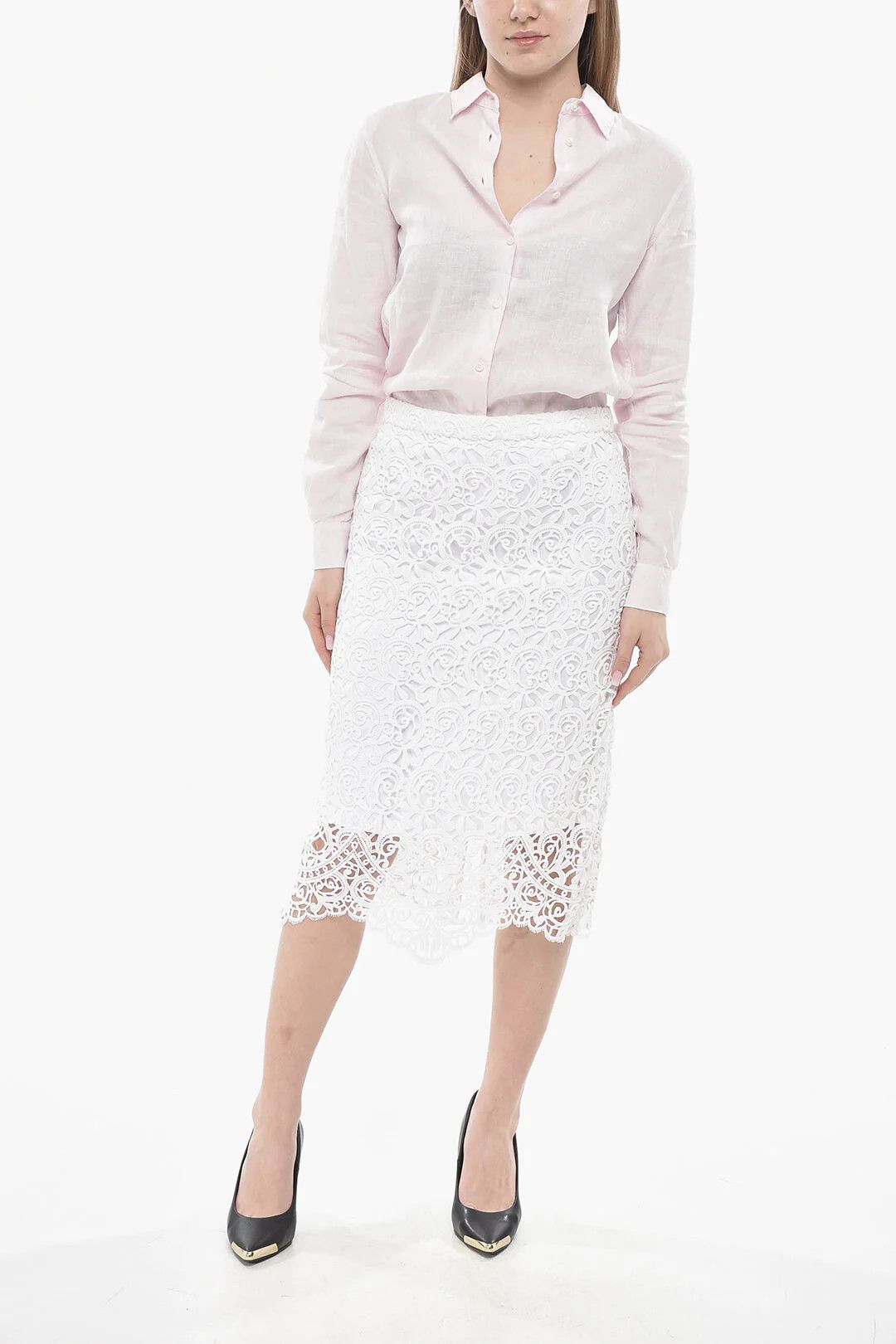 Burberry og1mm0426 Broderie Anglaise Midi Skirt in White Size 28" / US 6 / IT 42 - 4 Thumbnail