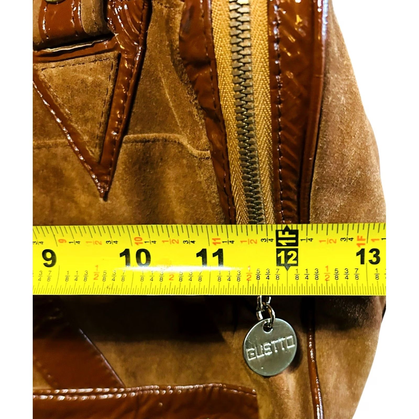 Vintage VINTAGE Gustto Y2K Brown Suede & Vinyl Purse Women’s Shoulder Hand Bag Stained Size ONE SIZE - 7 Thumbnail