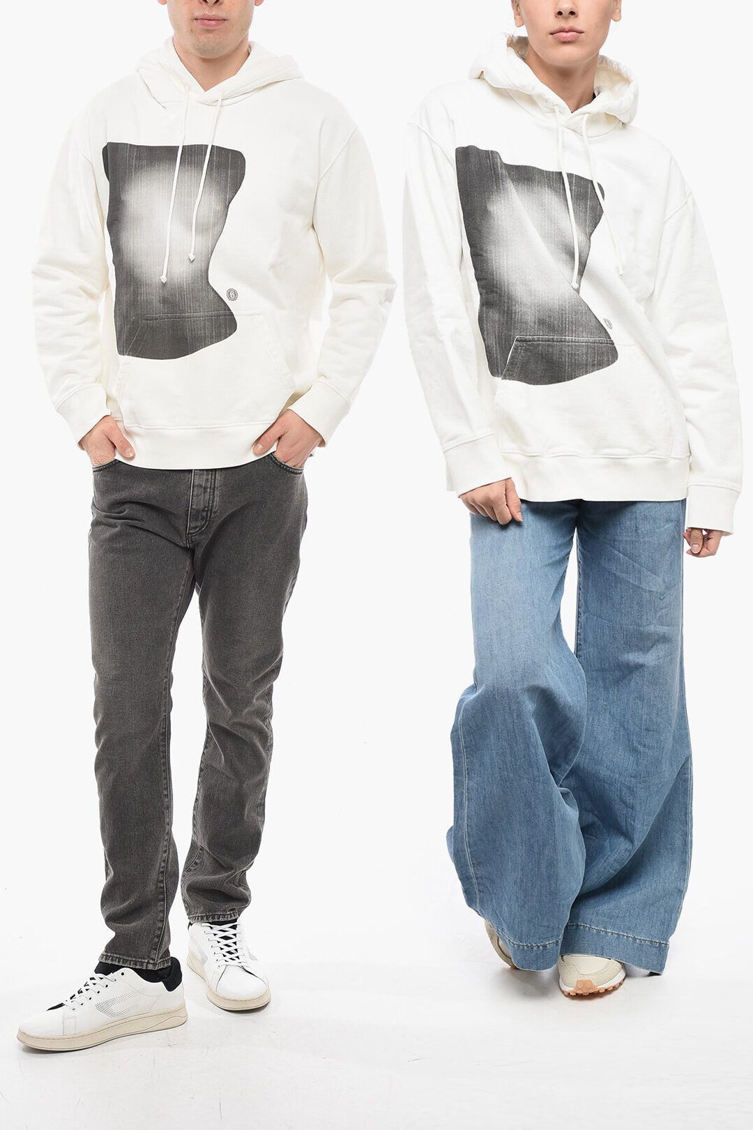 Maison Margiela og1mm1224 Unisex Brushed Cotton Printed Hoodie in White Size S / US 4 / IT 40 - 1 Thumbnail