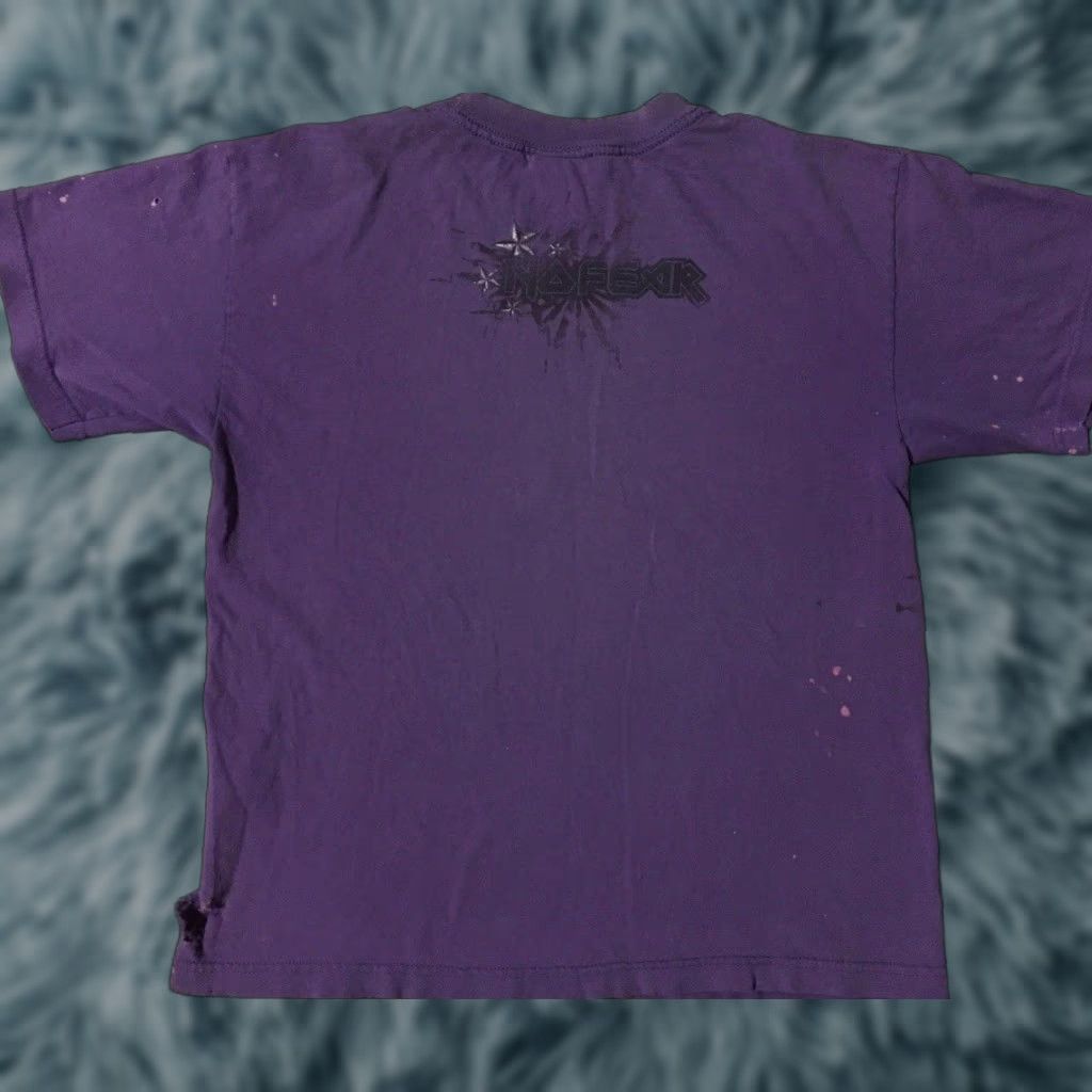 Vtg No Fear Thrashed Faded Skull Shirt XS S Surf Skate Grunge Biker Jnco 90s Y2K