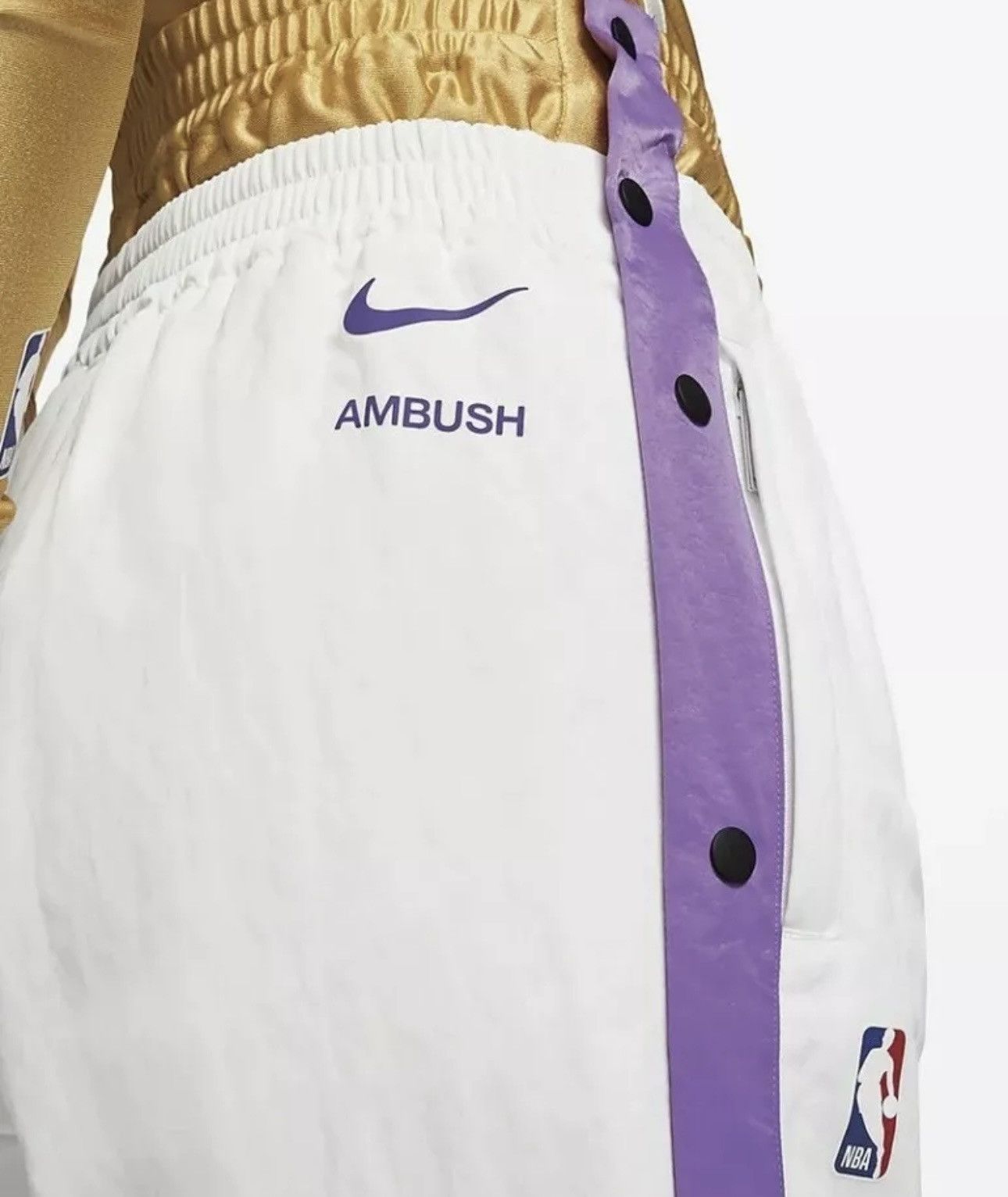 Nike NIKE x AMBUSH LA Lakers TEARAWAY PANT Women’s XS X-Small NWT Size 26" / US 2 / IT 38 - 4 Thumbnail