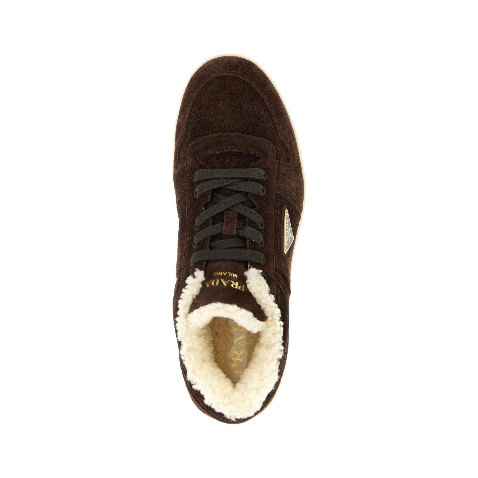 Prada PRADA Downtown Brown Shearling Suede Sneakers New/Authentic Size US 13 / EU 46 - 4 Thumbnail