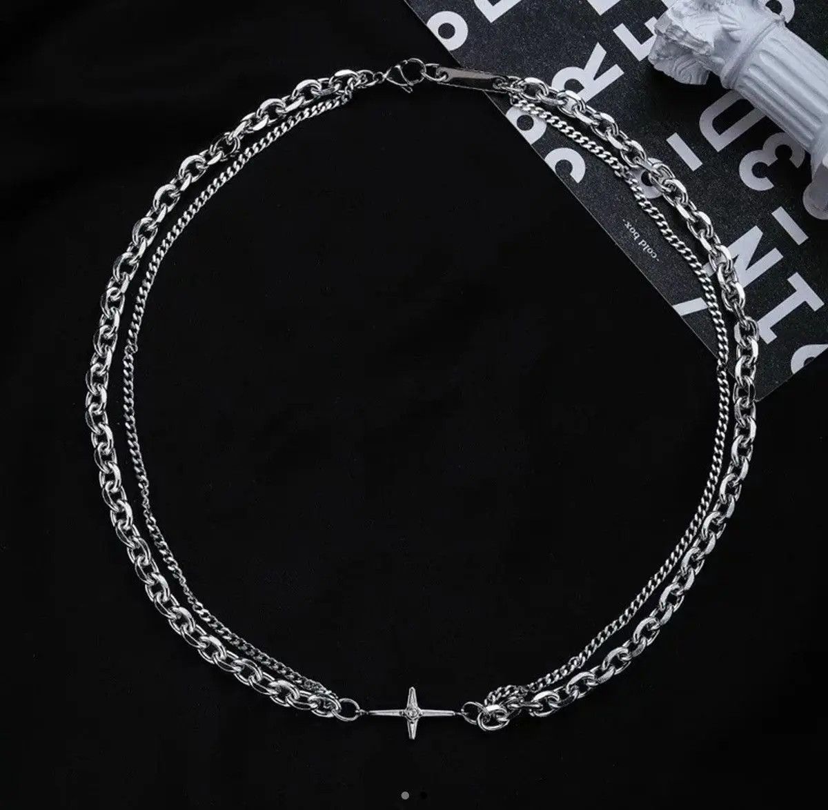 Jewelry Silver Cross Goth God Pendant Necklace Size ONE SIZE - 4 Thumbnail