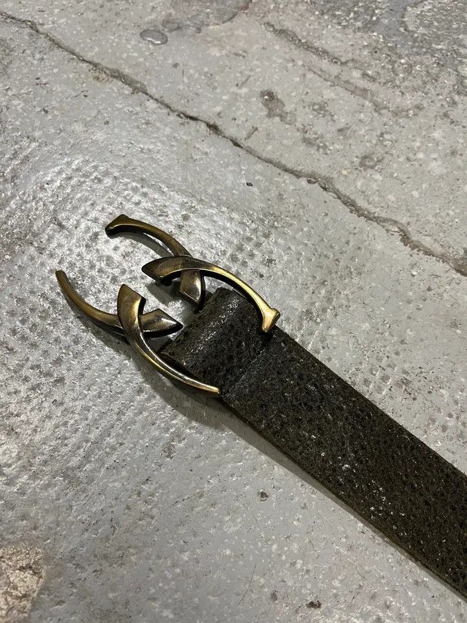 Roberto Cavalli 2000s Cavalli Black Eroded Leather Belt Size ONE SIZE - 4 Thumbnail