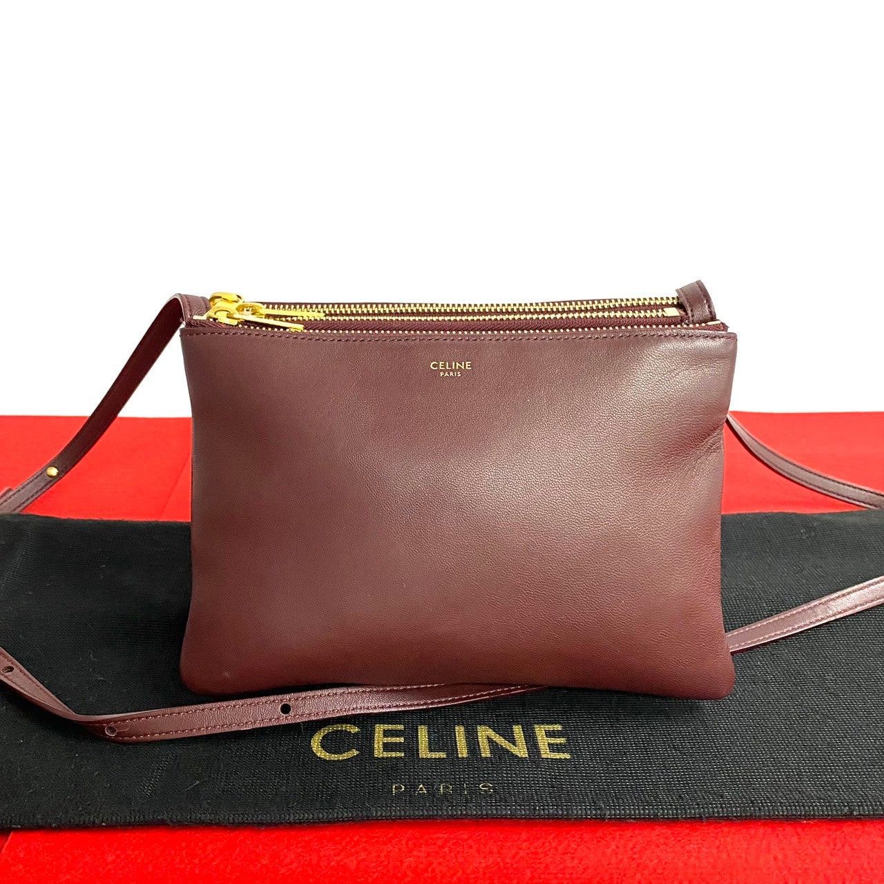 Celine Celine Shoulder Bag Wine Leather Size ONE SIZE - 1 Thumbnail