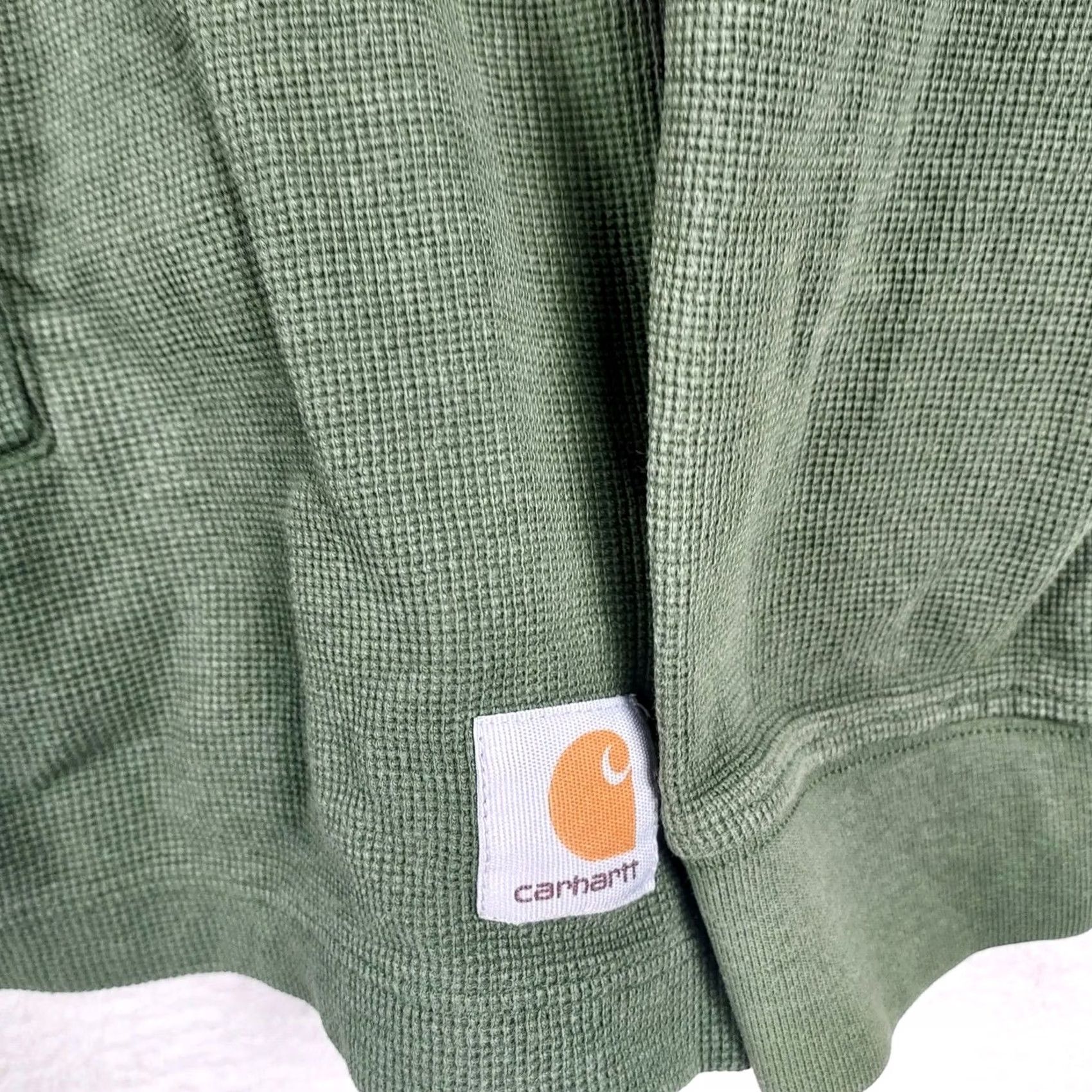 Carhartt Carhartt Waffle Knit Quarter Zip Pullover Sweatshirt Green 100% Cotton Men’s L Size US L / EU 52-54 / 3 - 5 Thumbnail