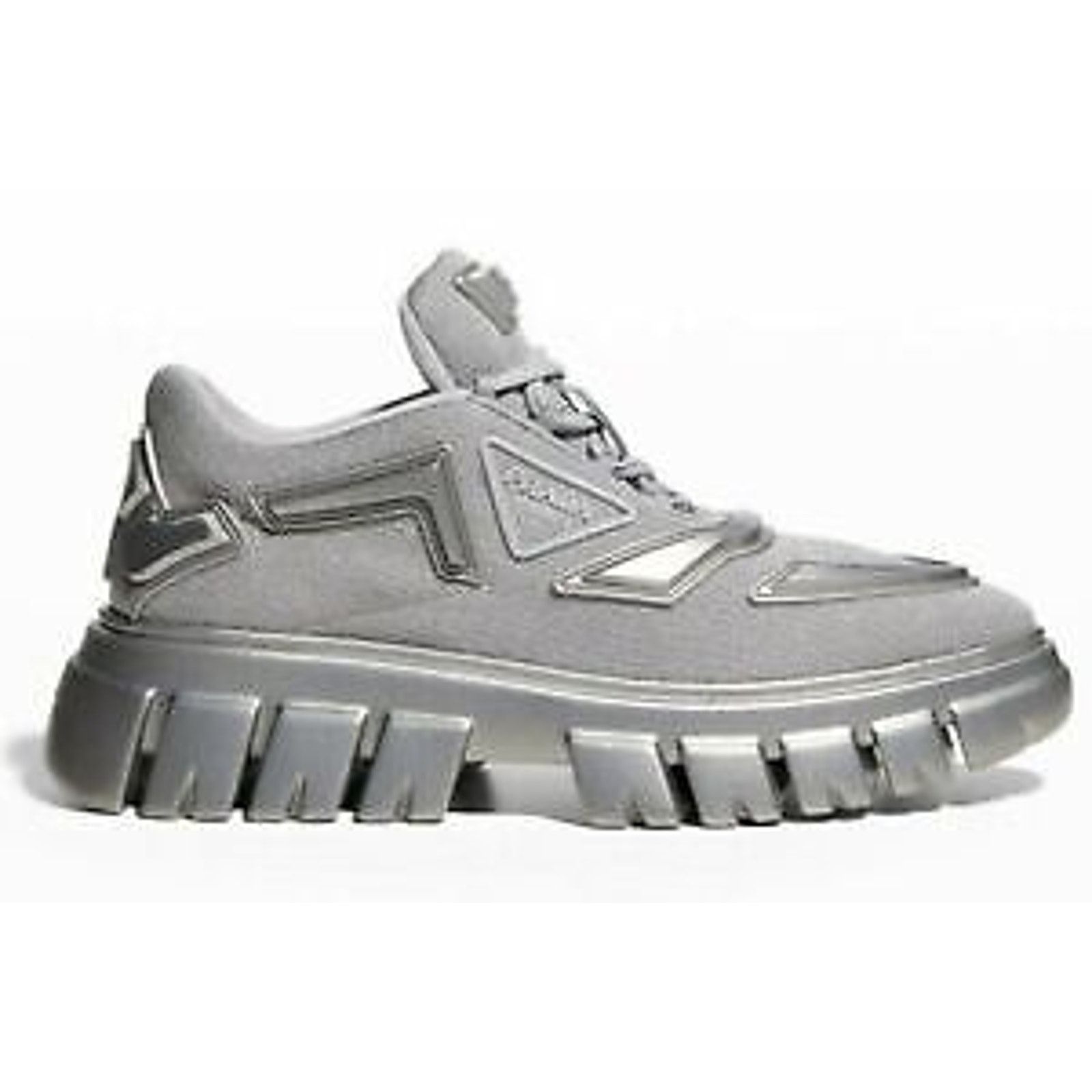 Prada Prada Monolith Sole Silver Platform Flat Low Sneaker 39.5 Size US 9.5 / IT 39.5 - 1 Thumbnail