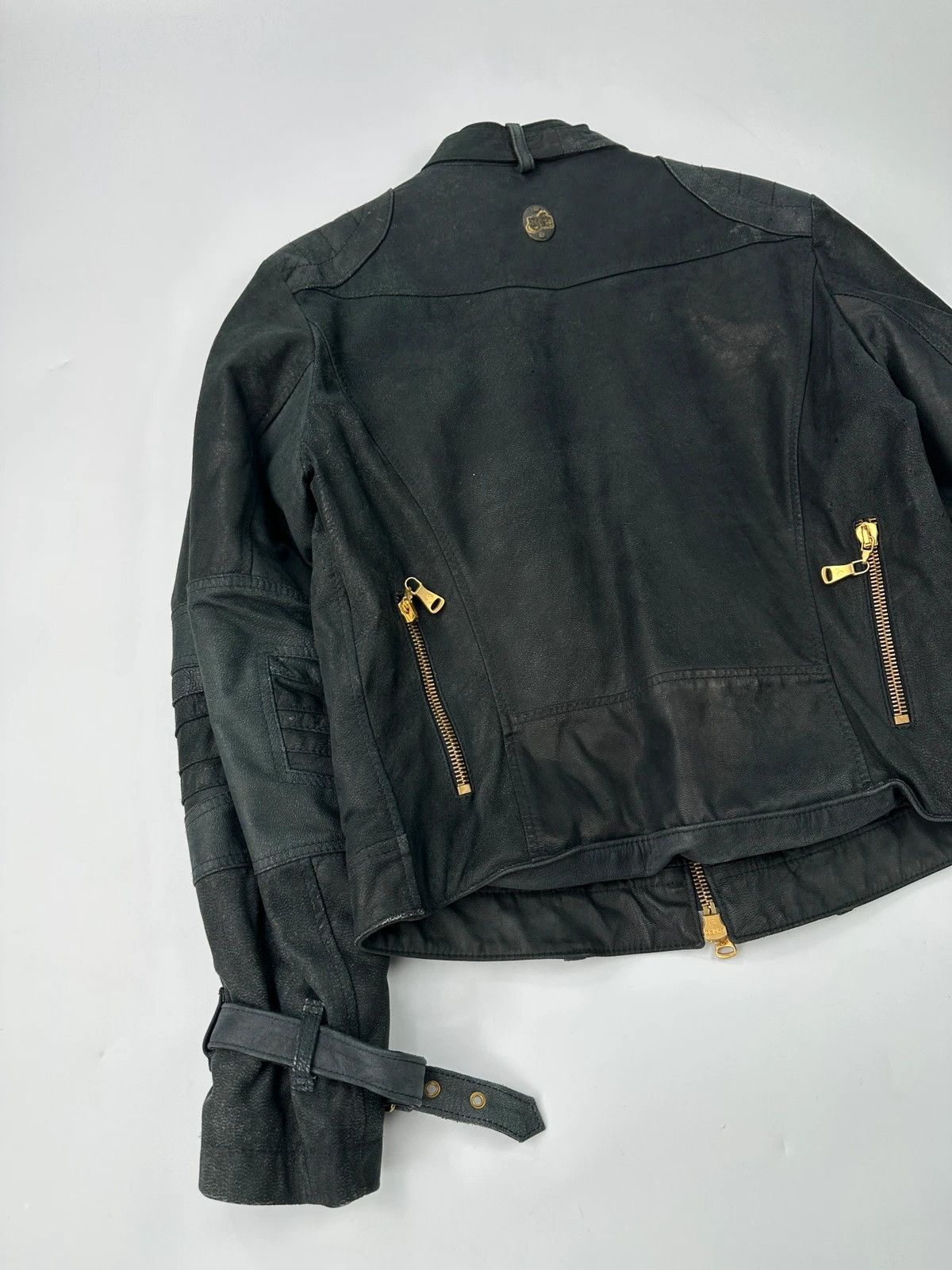 Gianfranco Ferre Gianfranco Ferre Black Leather Biker 6 Zip Padded Jacket Size US L / EU 52-54 / 3 - 7 Thumbnail