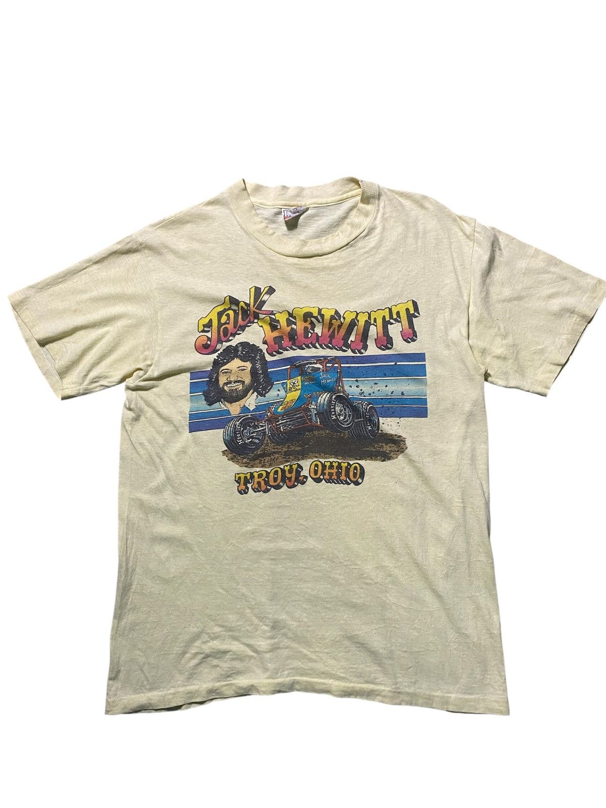 Vintage Vintage 80's Jack Hewitt Dirt Track Racing Driver Tshirt Size US M / EU 48-50 / 2 - 1 Thumbnail