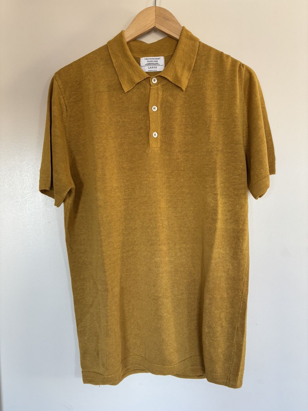 Timothy Everest Timothy Everest Mustard Linen Knit Polo Shirt Size US L / EU 52-54 / 3 - 1 Thumbnail