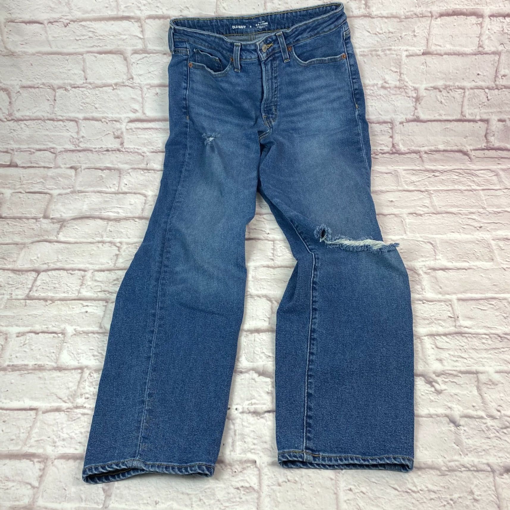 Old Navy Old Navy Jeans Womens High Rise O.G Distressed Straight Leg Sz 8 Blue Denim 30W 30L 5-Pocket City 90s Mens? Size 30" / US 8 / IT 44 - 5 Thumbnail