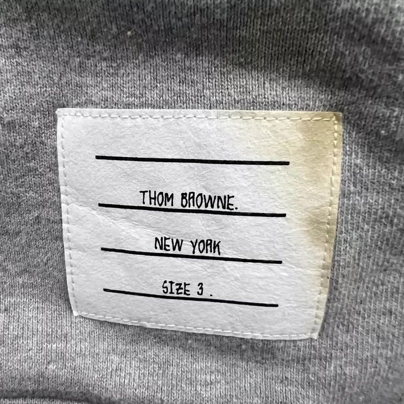 Thom Browne Thom browne Gray four-striped printed zipper hoodie jacket Size US L / EU 52-54 / 3 - 4 Thumbnail