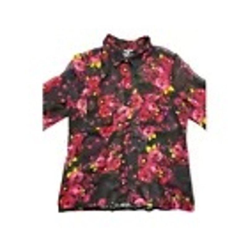 Other Charlotte Russe Women’s Black Floral Roses Sheer Shirt Small Size S / US 4 / IT 40 - 2 Thumbnail