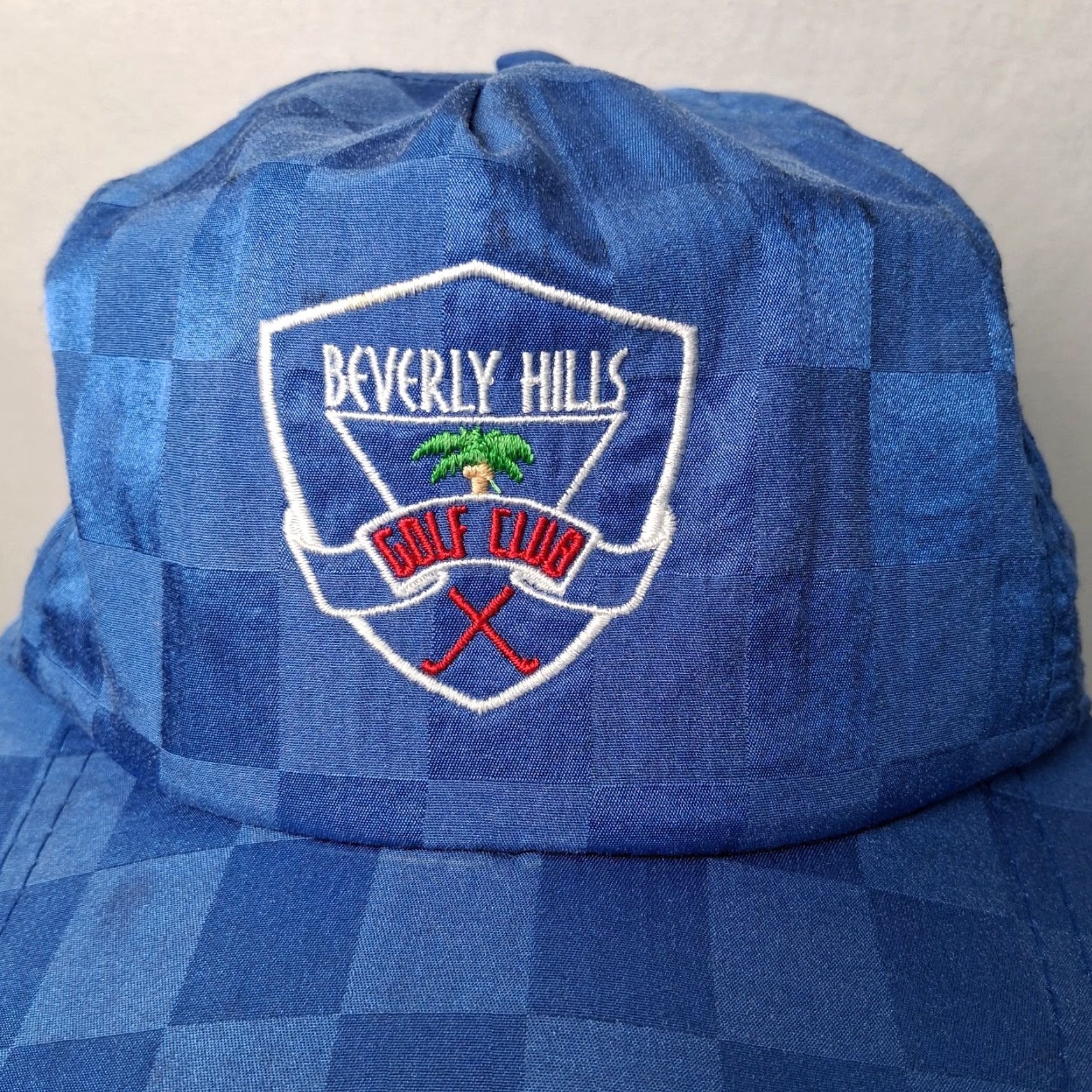 Vintage VINTAGE Beverly Hills Golf Club Cap Hat One Size Blue Checkered Nylon/Poly/Cotton Stain-Treated Adjustable Distressed Embroidered LaMode Men Hat Size ONE SIZE - 2 Thumbnail