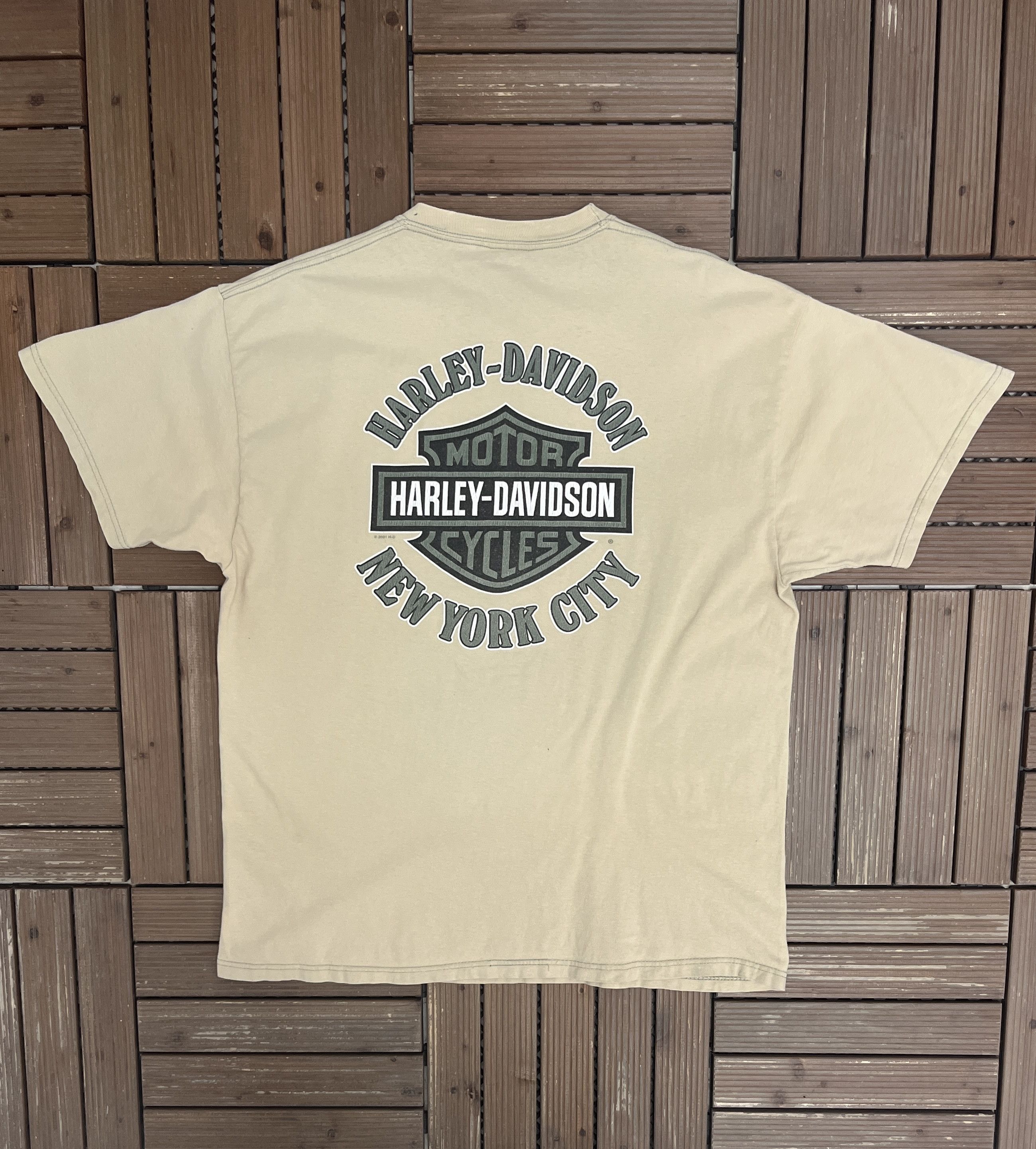 Vintage Harley Davidson New York City Vintage Beige T-Shirt Tee Size US XL / EU 56 / 4 - 4 Thumbnail