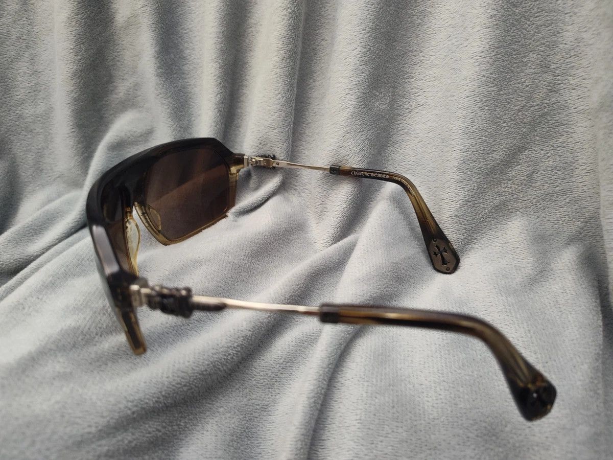 Chrome Hearts Chrome Hearts Nooner Sunglasses Brown Leather Aviator Size ONE SIZE - 7 Thumbnail