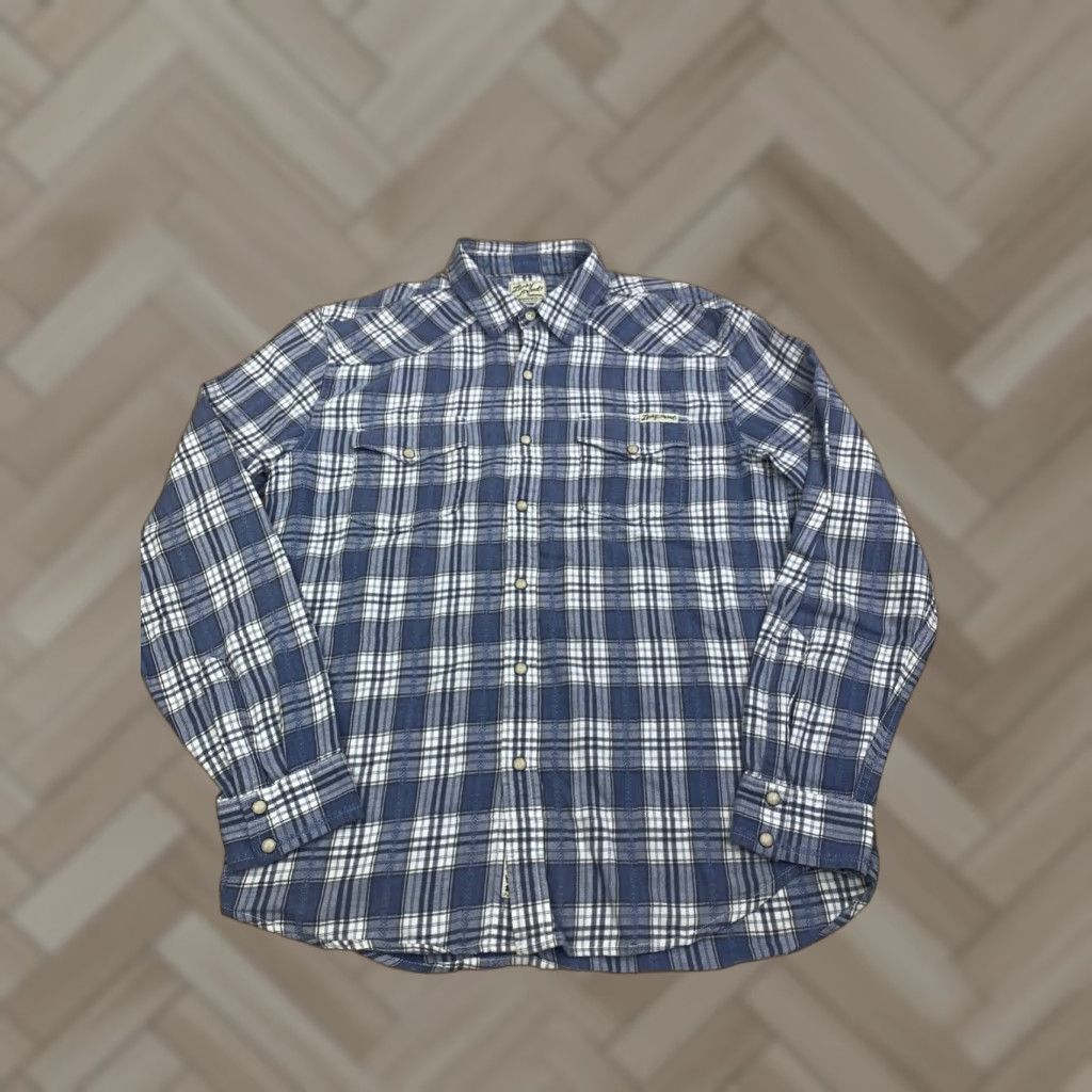 Lucky Brand Lucky Brand Button-Up Shirt Mens M Western Cowboy Plaid Blue 12741 Size US M / EU 48-50 / 2 - 1 Thumbnail