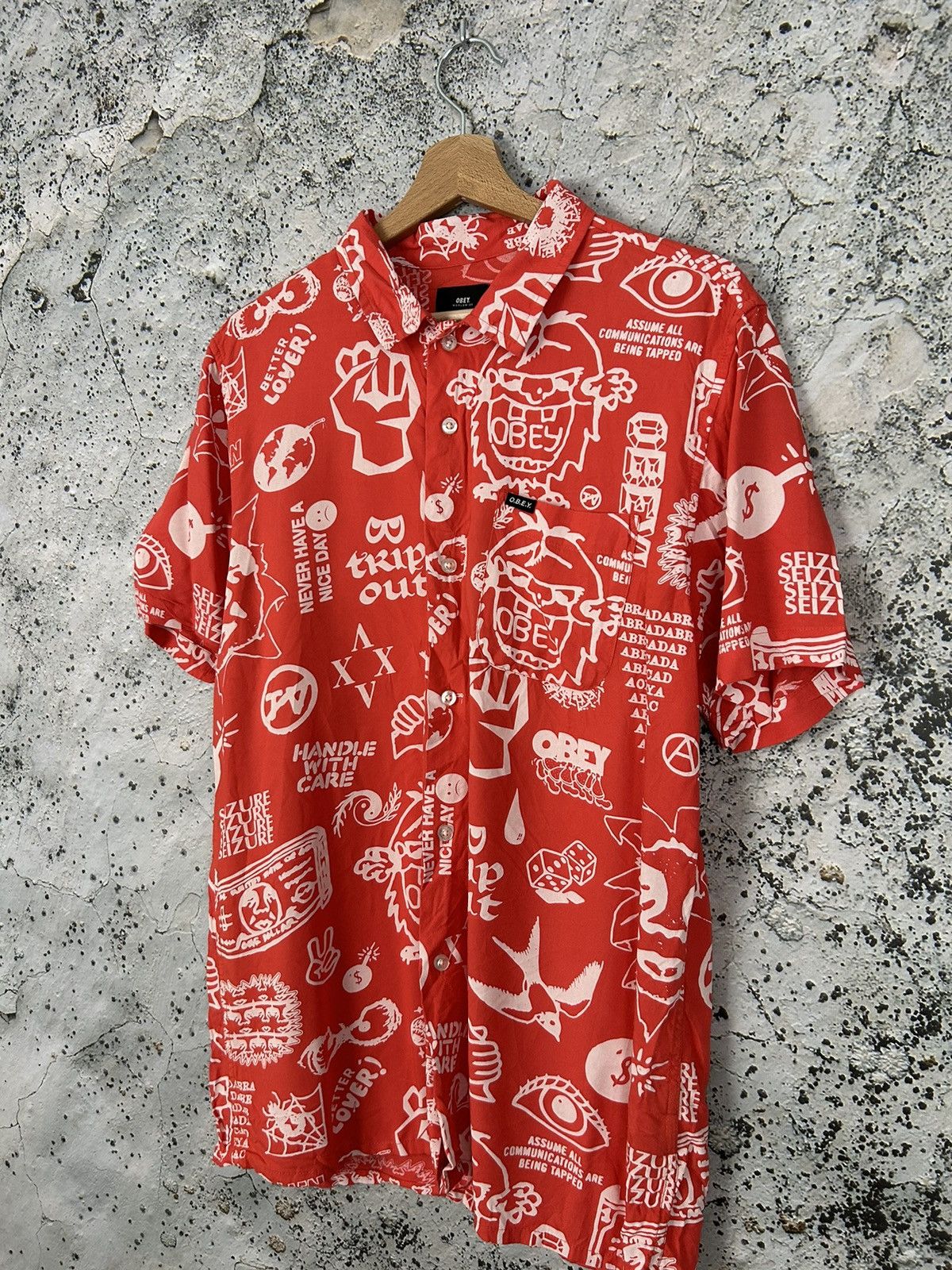 Obey Obey Viscose Shirt Streetwear Rap Y2K Drill Skateboarding Size US S / EU 44-46 / 1 - 2 Thumbnail