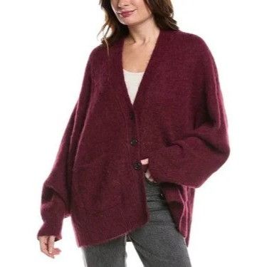 RE/DONE $550 NEW RE/DONE ALPACA BLEND BURGUNDY CARDIGAN SWEATER S Size S / US 4 / IT 40 - 1 Thumbnail
