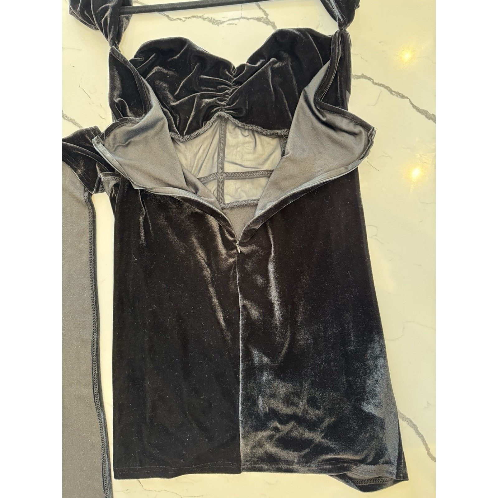 Other Black Velvet Mesh Corset Ruched Mini Dress Women Tag XL Size XL / US 12-14 / IT 48-50 - 5 Thumbnail