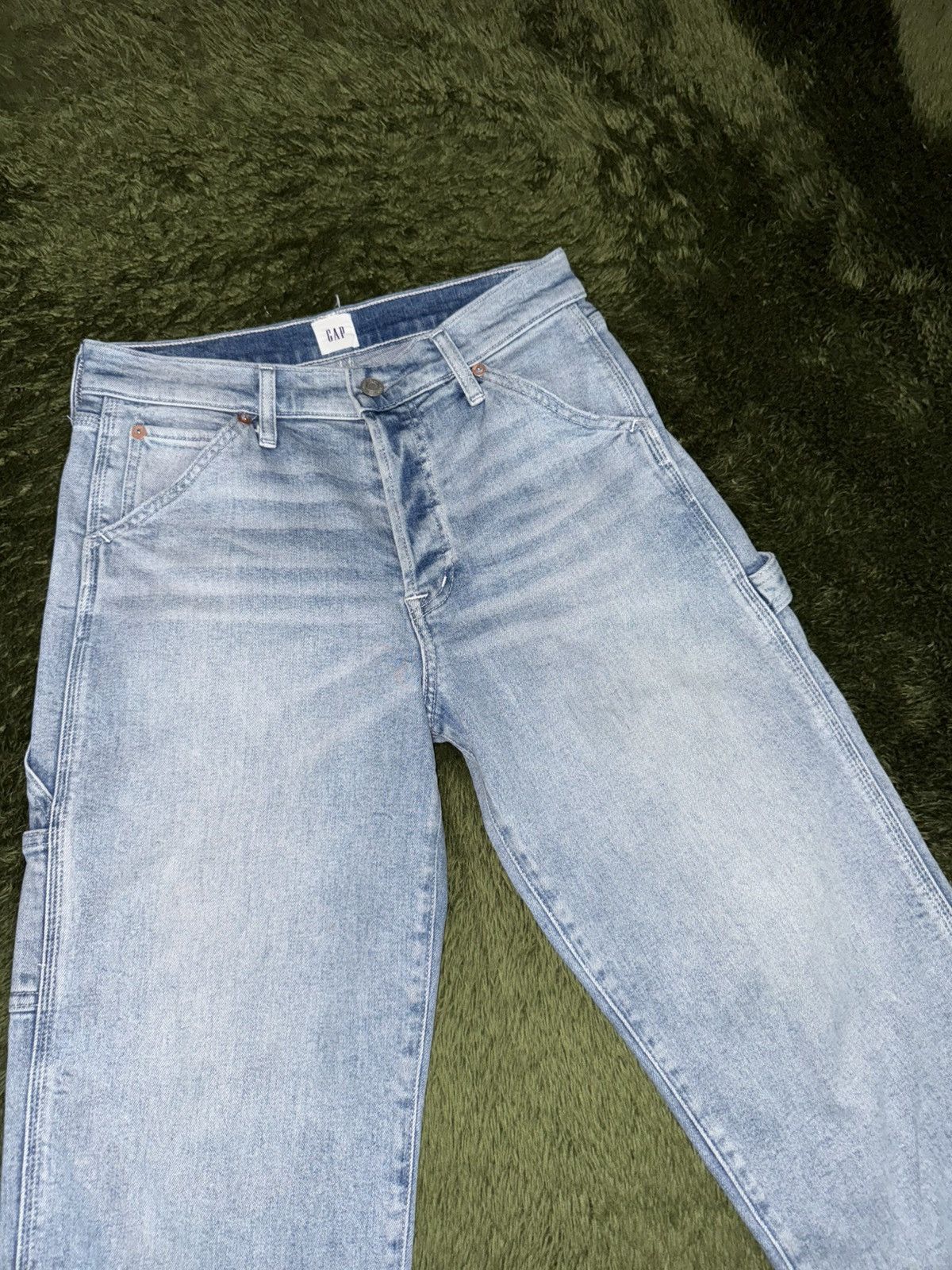 Gap [4] 00s GAP Button Bleached Cropped Denim Carpenter Pants Size US 29 - 5 Thumbnail