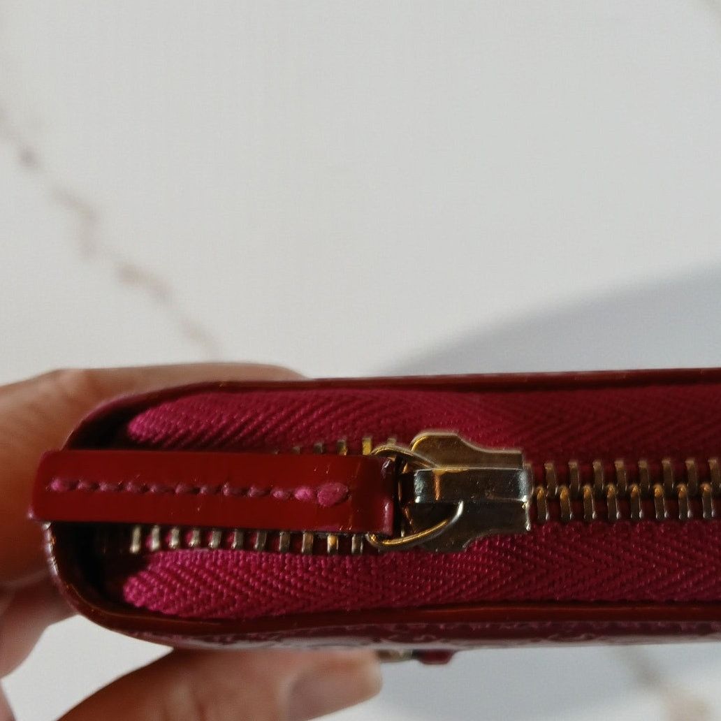 Gucci Gucci Shima GG Belted Zip Around Pink Enamel Leather Wallet Size ONE SIZE - 11 Thumbnail