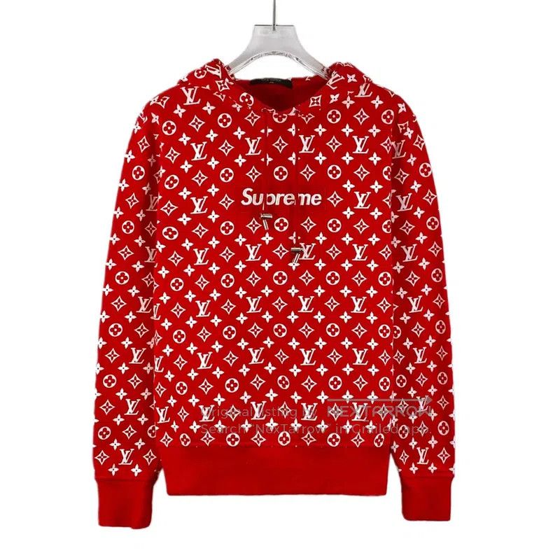 Louis Vuitton Louis Vuitton Red logo full-print cotton hooded drawstring Size US XXS / EU 40 - 1 Thumbnail