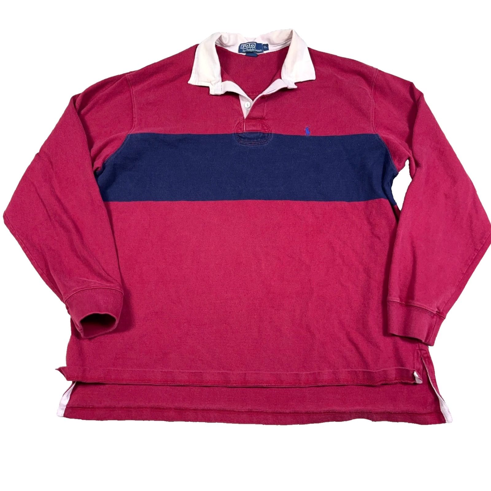Polo Ralph Lauren VINTAGE Polo Ralph Lauren Rugby Shirt Men XL Red Blue Pony Long Sleeve 90s Shirt Size US XL / EU 56 / 4 - 2 Thumbnail