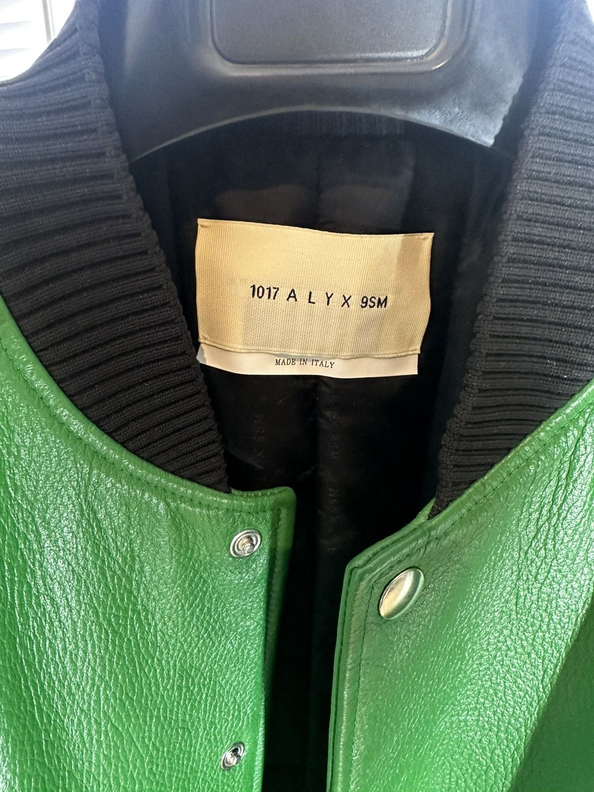 1017 ALYX 9SM ALYX Embroidered Logo Leather Varsity Jacket – Dark Green Size US M / EU 48-50 / 2 - 2 Thumbnail