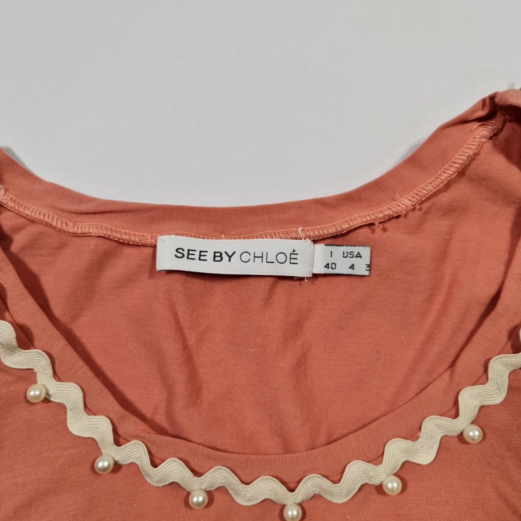 Vintage See by Chloe Dress Womens Short Sleeveless Striped Pink Round Neck Mini 8 UK Casual Party/Cocktail Size M / US 6-8 / IT 42-44 - 3 Thumbnail