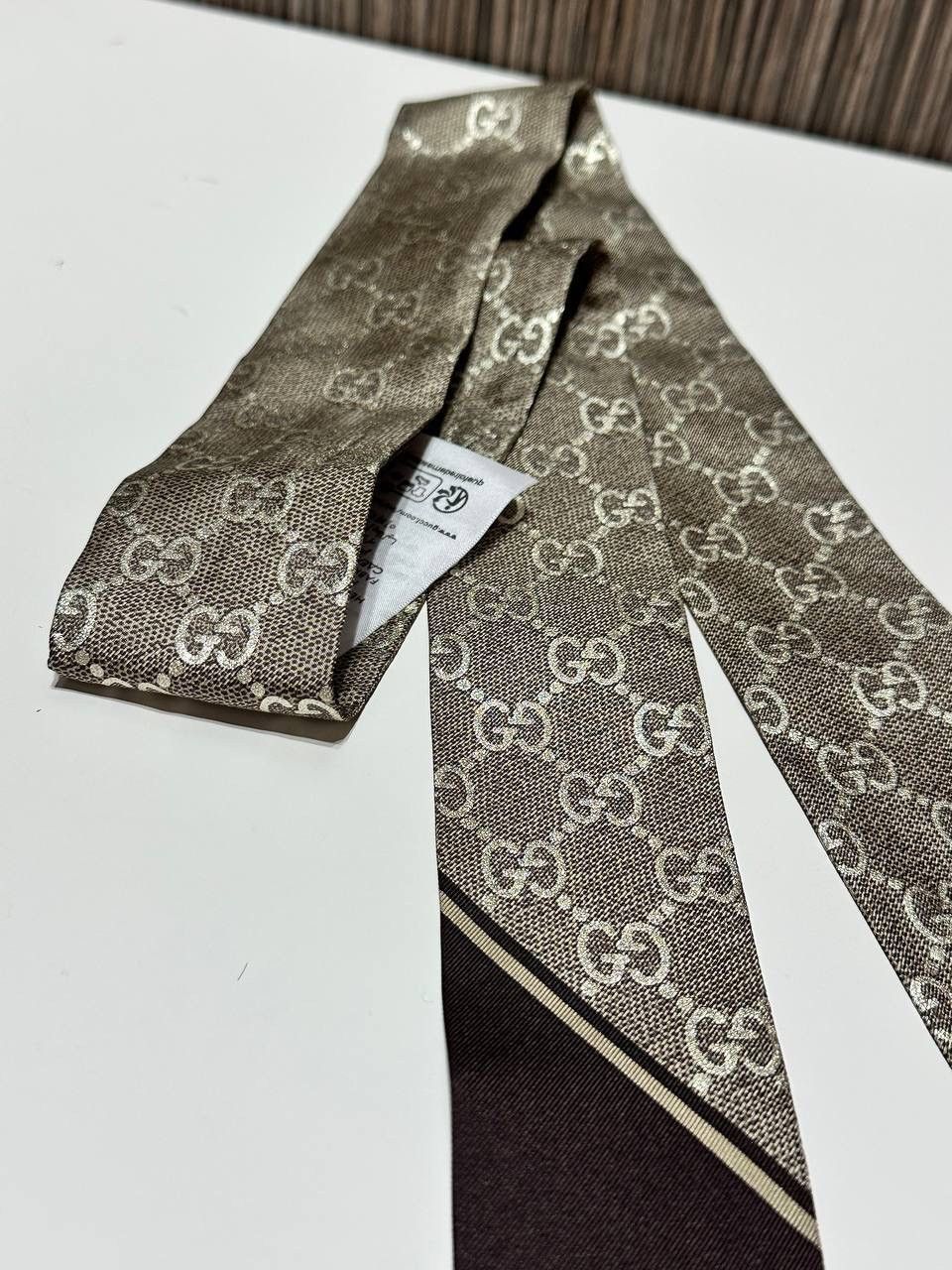 Gucci Gucci Silk Scarf Bandeau Monogram GG Brown New 100% Auth Size ONE SIZE - 5 Thumbnail