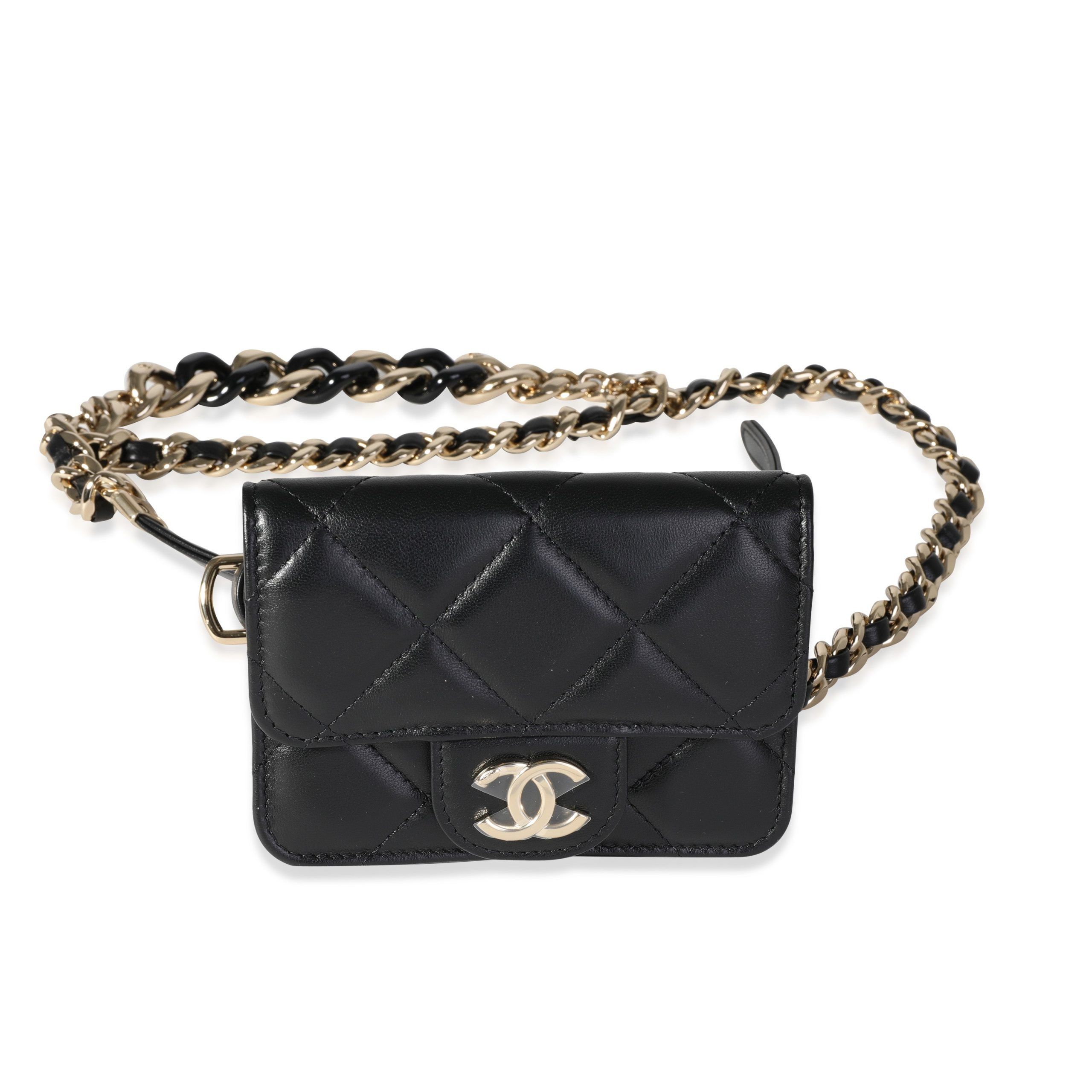 image of Chanel Black Quilted Lambskin Elegant Chain Belt Bag, Women's