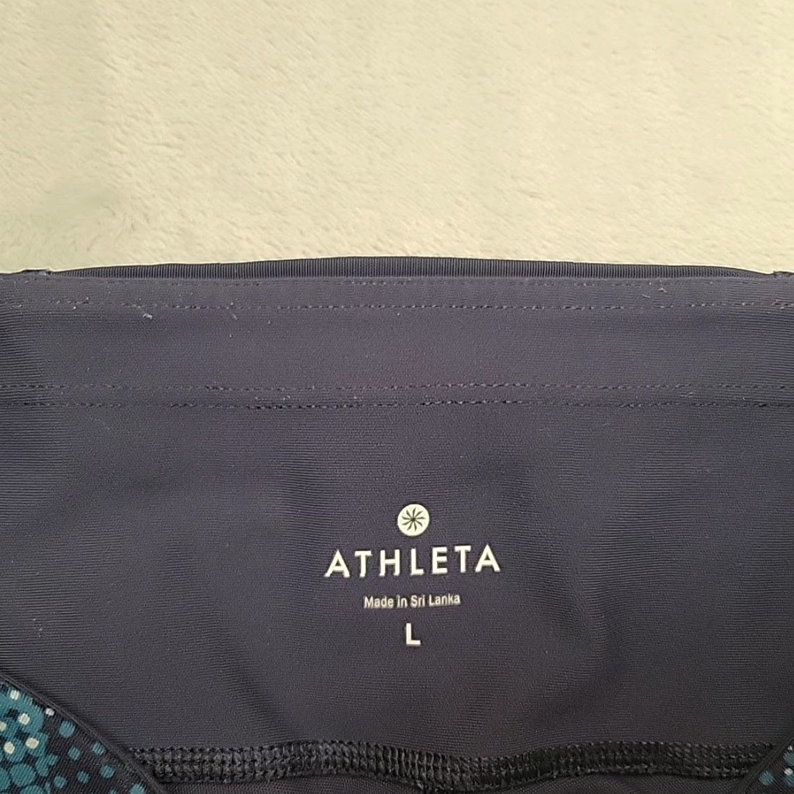 Athleta Athleta Leggings Womens Large Blue Geometric High Rise Stretch Crop Size 36" / US 14 / IT 50 - 4 Thumbnail