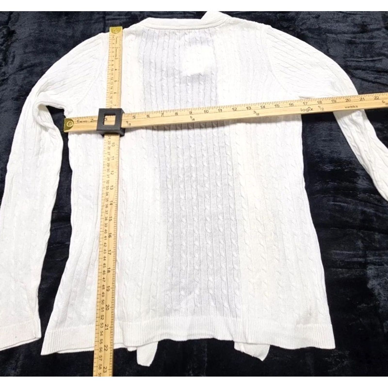 Croft & Barrow Croft & Barrow Cardigan Women’s White Open Front Cable Knit V-Neck Raglan Sleeve Small NWT Sweater Size S / US 4 / IT 40 - 5 Thumbnail