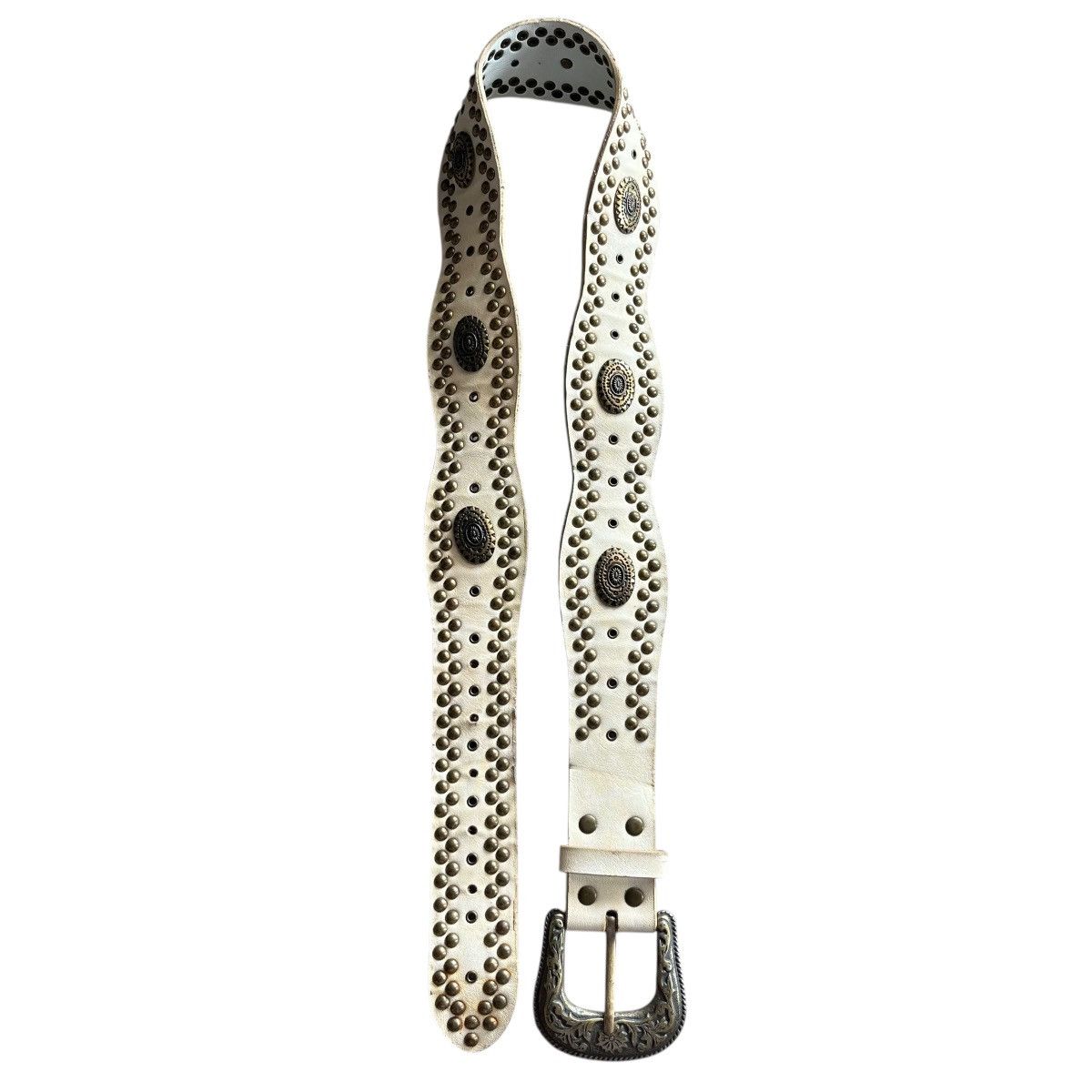 Japanese Brand Vintage Western Studded Wide Belt KMrii style Size 30 - 4 Thumbnail