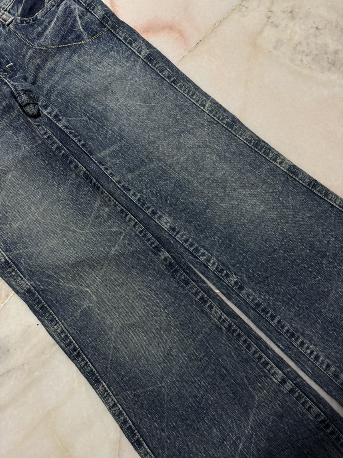Tornado Mart 💥FLARE💥90's STYLE C-SEVENTEEN WHISKER CLAWMARK BELL BOTTOM Size US 29 - 5 Thumbnail