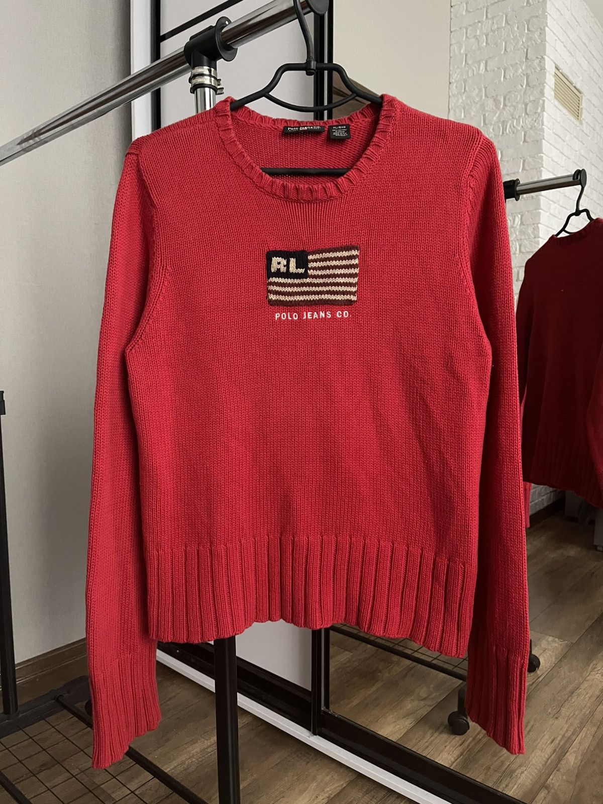 Polo Jeans Ralph Lauren RL Vintage American Flag Sweater 90s