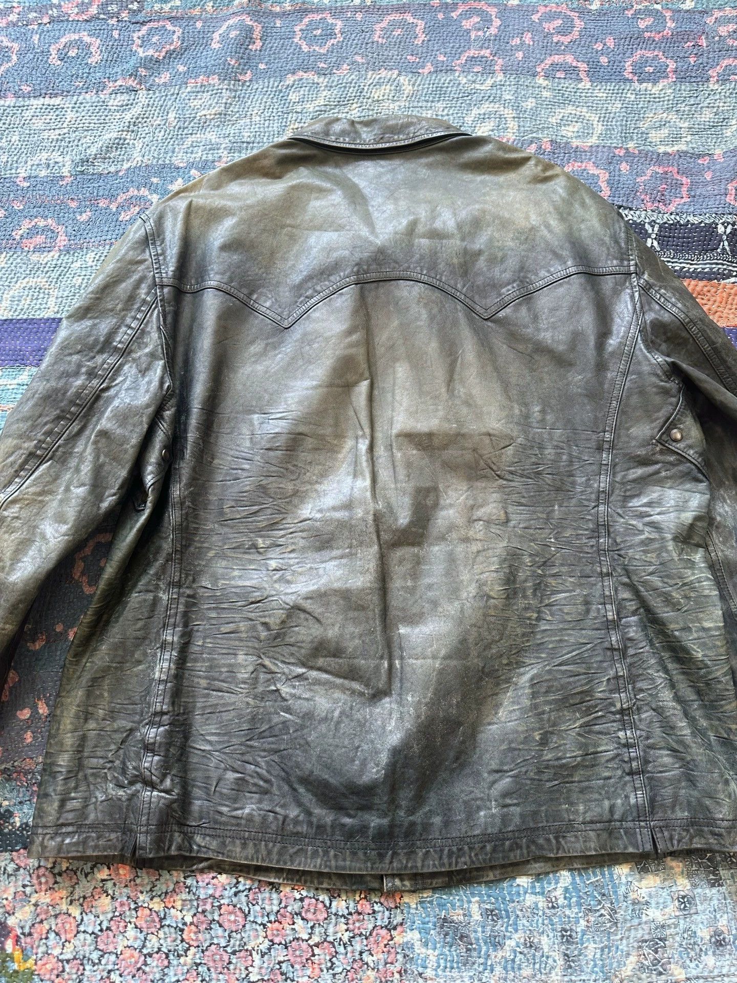 RRL Ralph Lauren RRL Governor Indigo Dyed Leather Jacket XXL Size US XXL / EU 58 / 5 - 2 Thumbnail