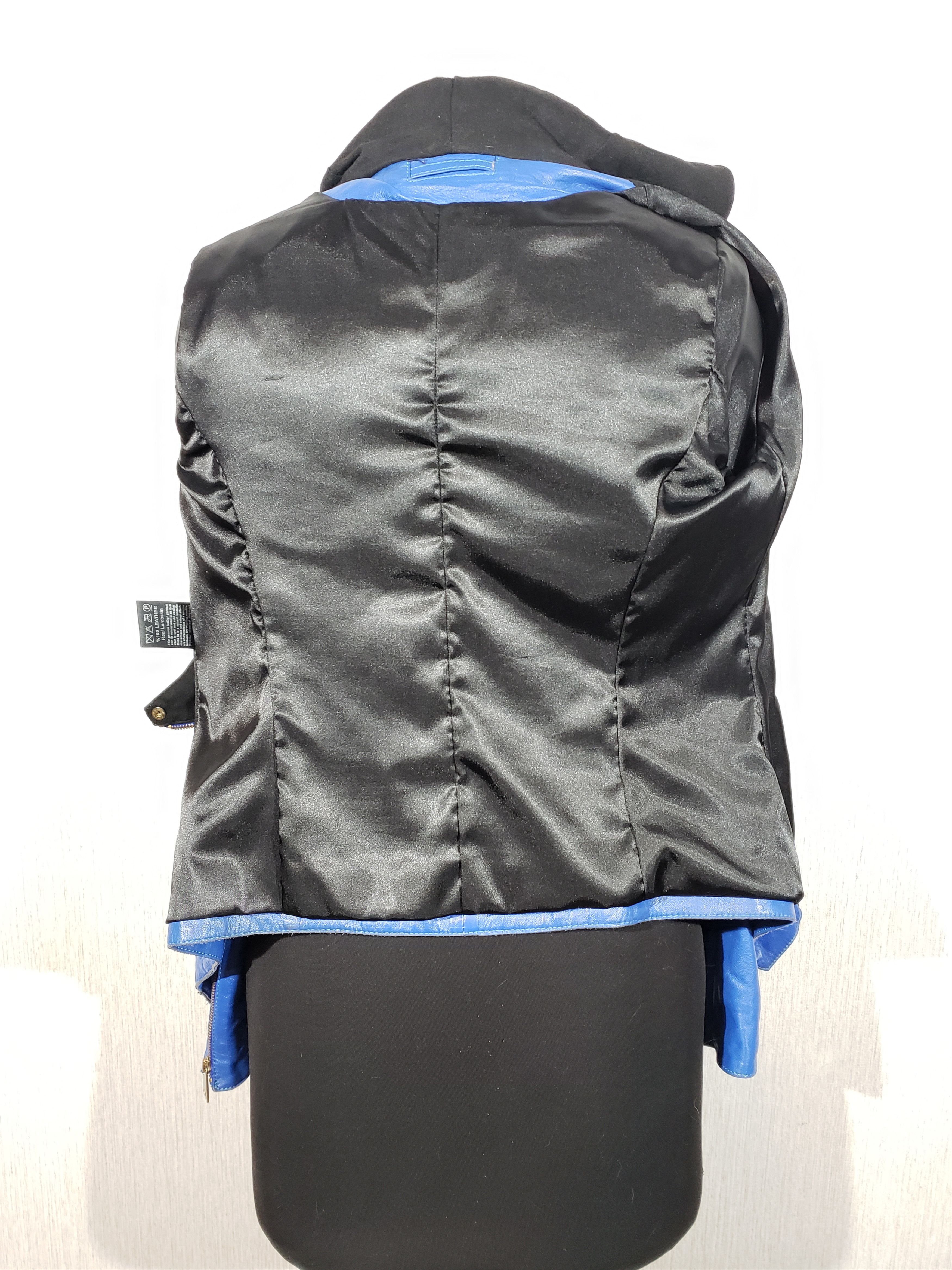 Other Stylish blue leather jacket for women with a hood. Size S / US 4 / IT 40 - 6 Thumbnail