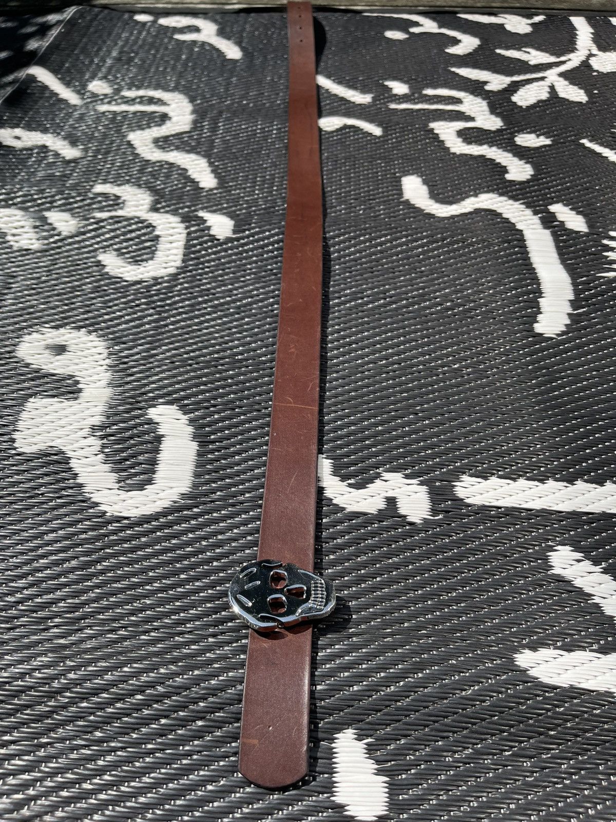Alexander McQueen Alexander McQueen Brown Belt with Silver Skull Buckle Size 30 - 7 Thumbnail