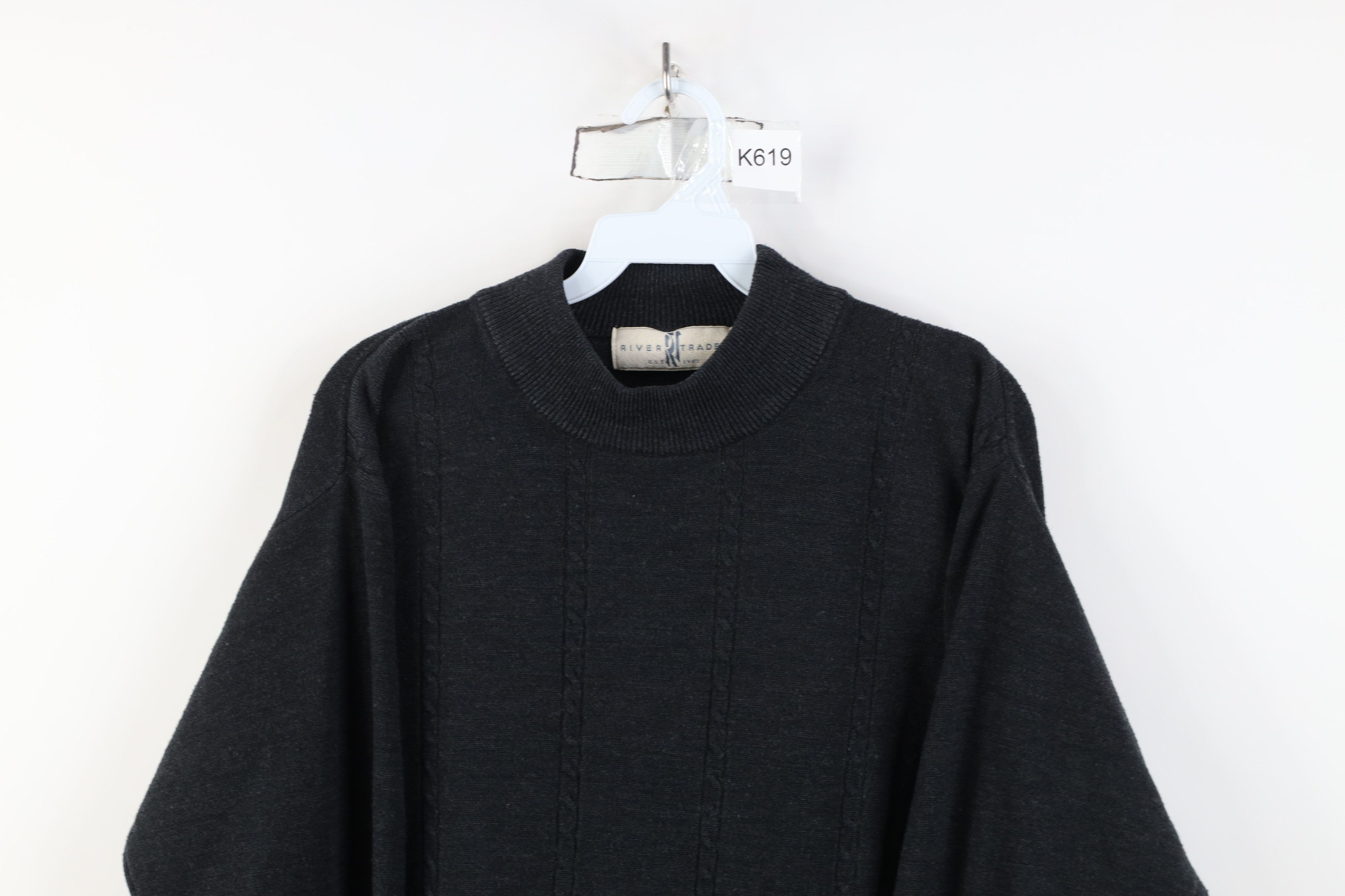 Vintage Vintage 90s Streetwear Lightweight Cable Mock Neck Sweater Size US M / EU 48-50 / 2 - 2 Thumbnail