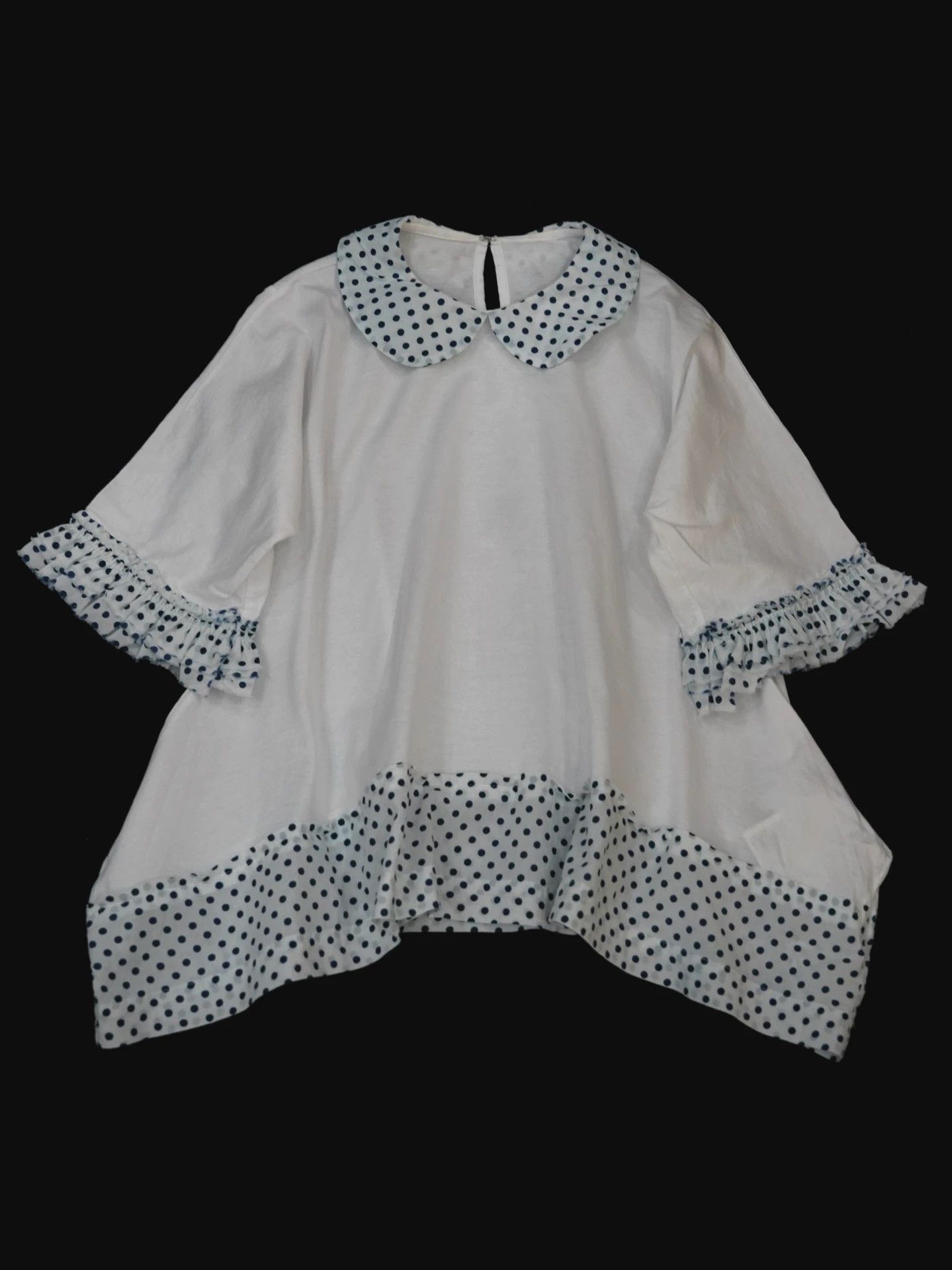 Comme des Garcons Comme des Garçons Navy Polka Dot Voluminous Top S Size S / US 4 / IT 40 - 4 Thumbnail