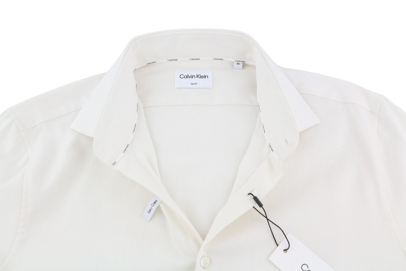 Calvin Klein STRUCTURE SLIM L Off White Cotton Button Shirt 84937 Size US L / EU 52-54 / 3 - 4 Thumbnail